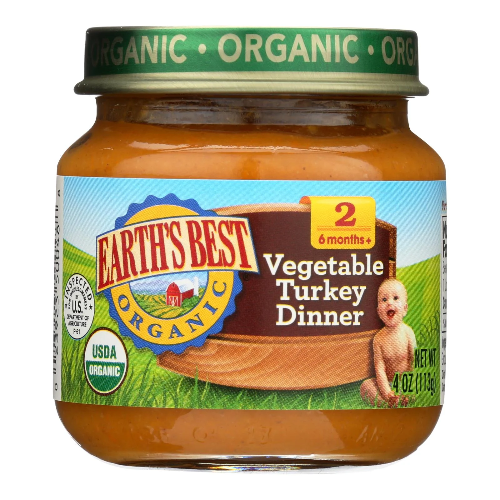 Earth's Best - Bby Food Organic Veg Trky Dnr - Case of 10-4 Ounce