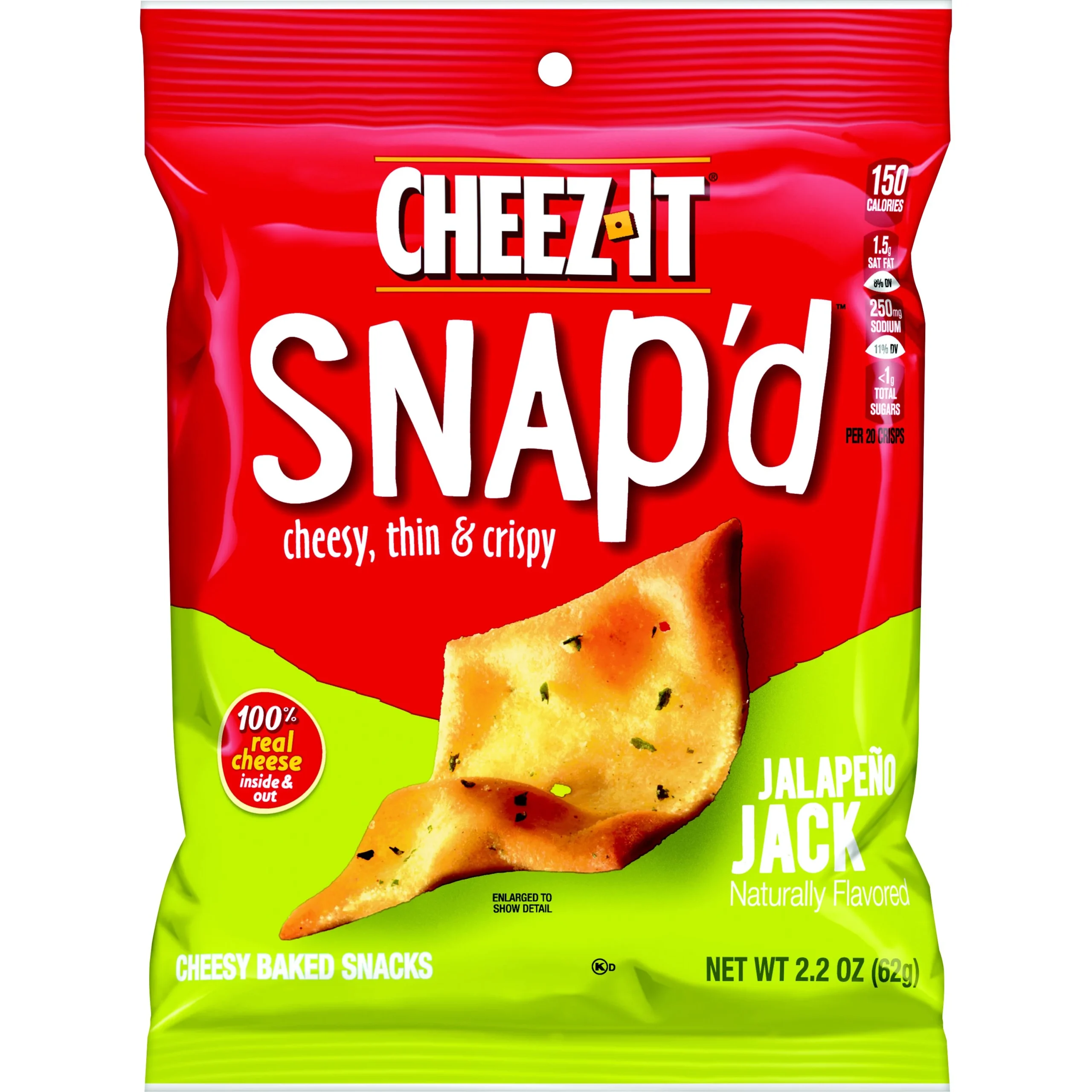 Kellogg's Cheez It Snap'd Jalapeno Jack Crackers, 2.2 Ounce Size - 6 Per Case.