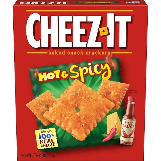 Kellogg's Cheez It Hot & Spicy Tabasco Cracker 7 Ounce Size - 12 Per Case.
