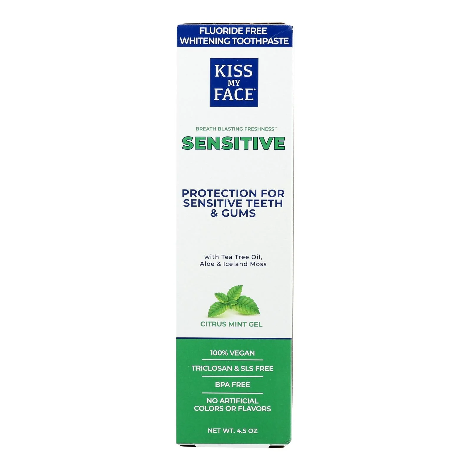 Kiss My Face Toothpaste - Sensitive - Fluoride Free - Gel - 4.5 Ounce