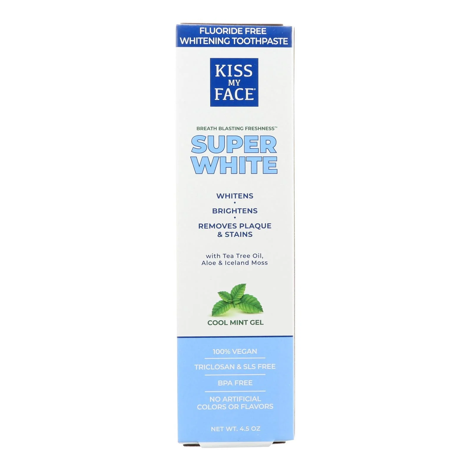 Kiss My Face Toothpaste - Whitening - Fluoride Free - Gel - 4.5 Ounce