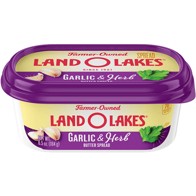 Land-O-Lakes Garlic & Herb Butter Spread 6.5 Ounce Size - 12 Per Case.