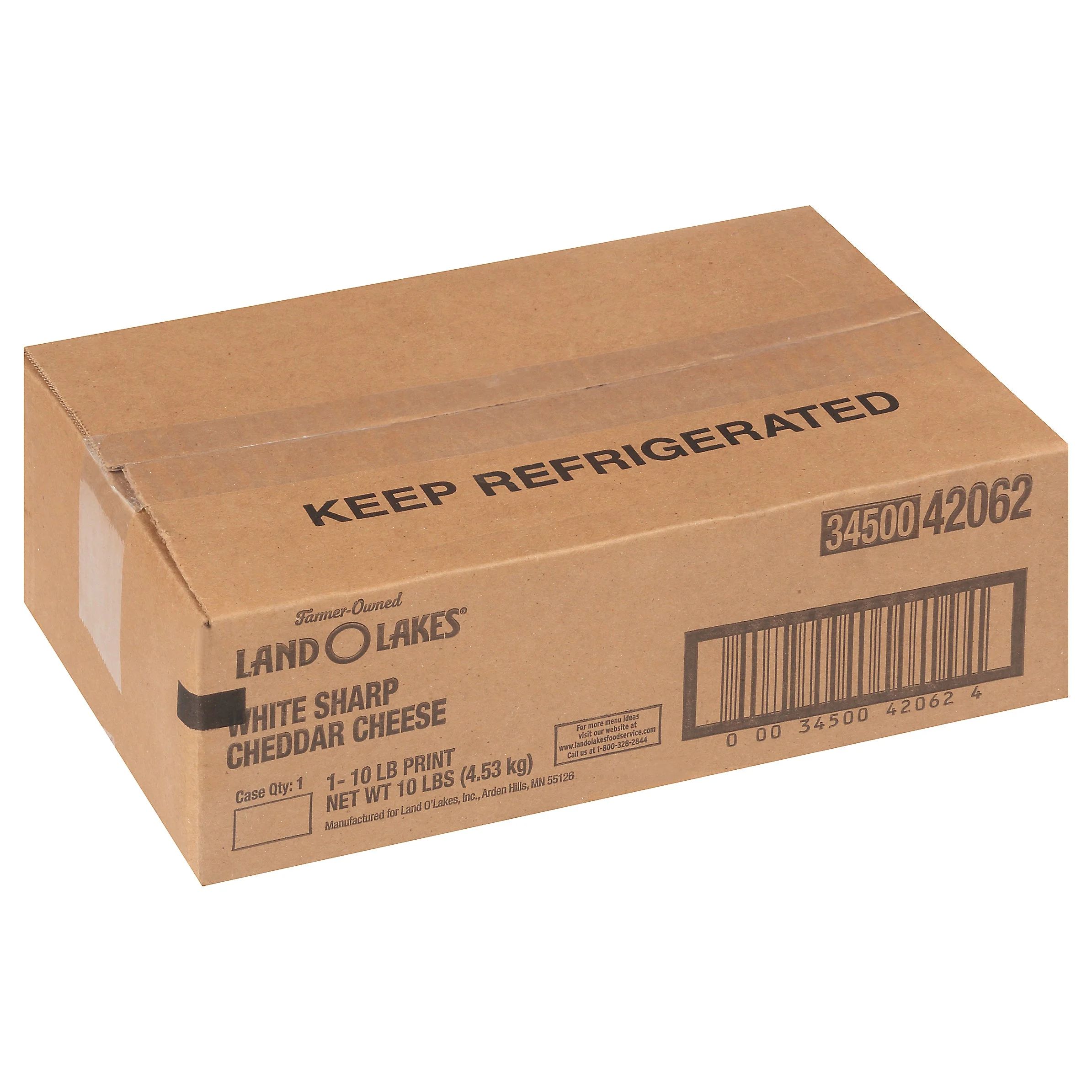 Land-O-Lakes Sharp Cheddar Cheese White 10 Pound Each - 1 Per Case.