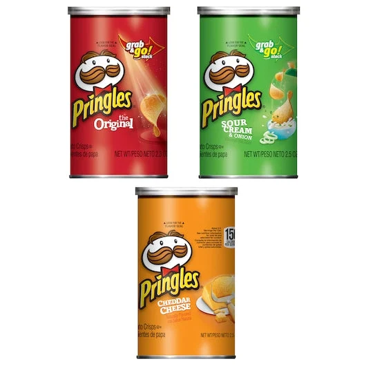 Pringles Crisps Grab N Go Variety Shipper 1 Count Packs - 48 Per Case.