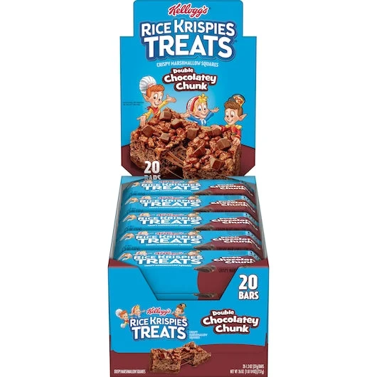 Kellogg's Double Chocolate Chunk Rice Krispie Treats Bar 1.3 Ounce Size - 80 Per Case.