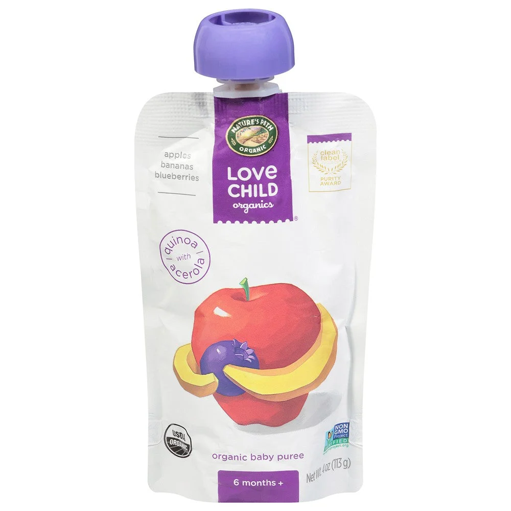 Love Child Organics - Puree Organic Apl Ban Blubry - Case of 12-4 OZ