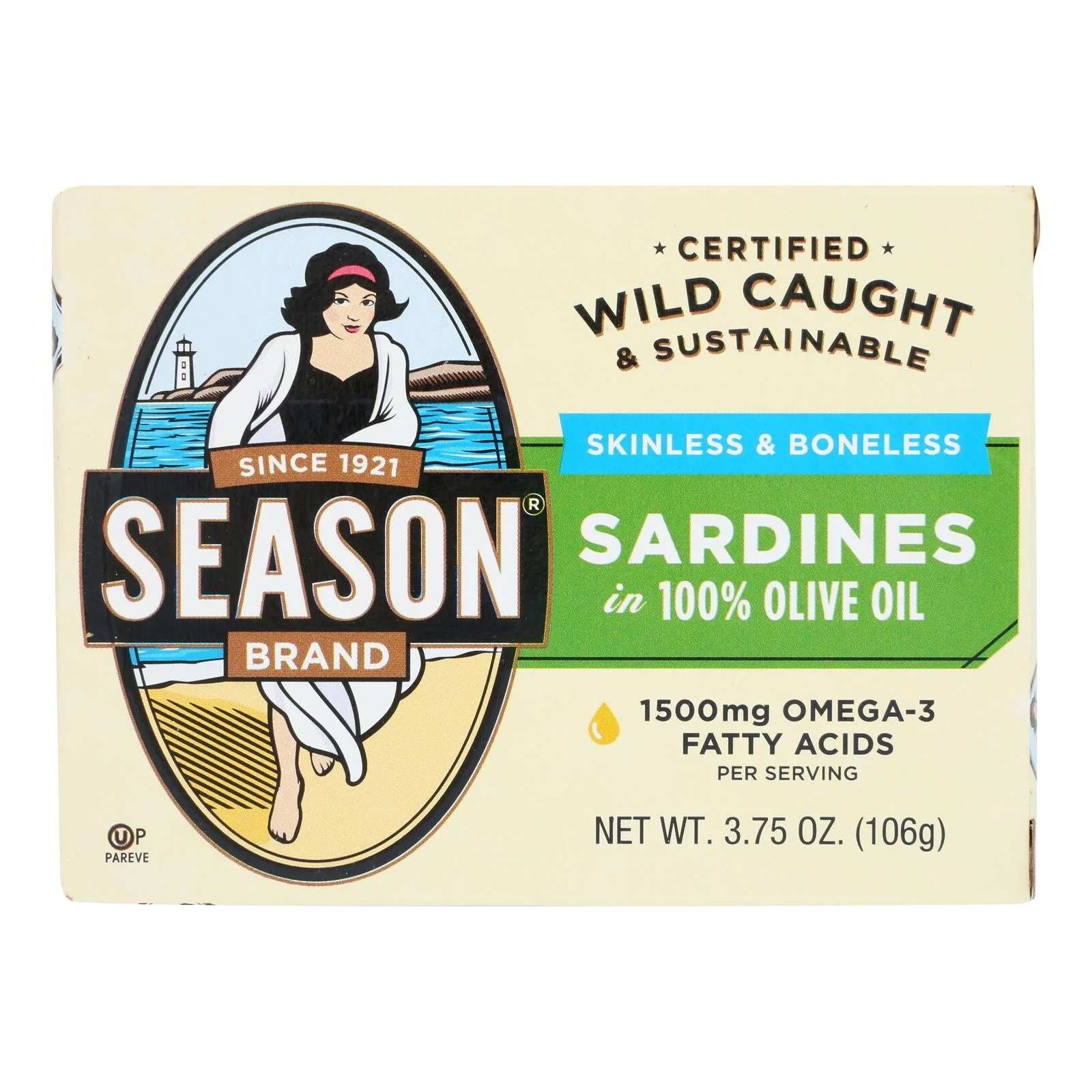 Season Skinless & Boneless Sardines In Pure Olive Oil - Case of 12 - 3.75 Ounce