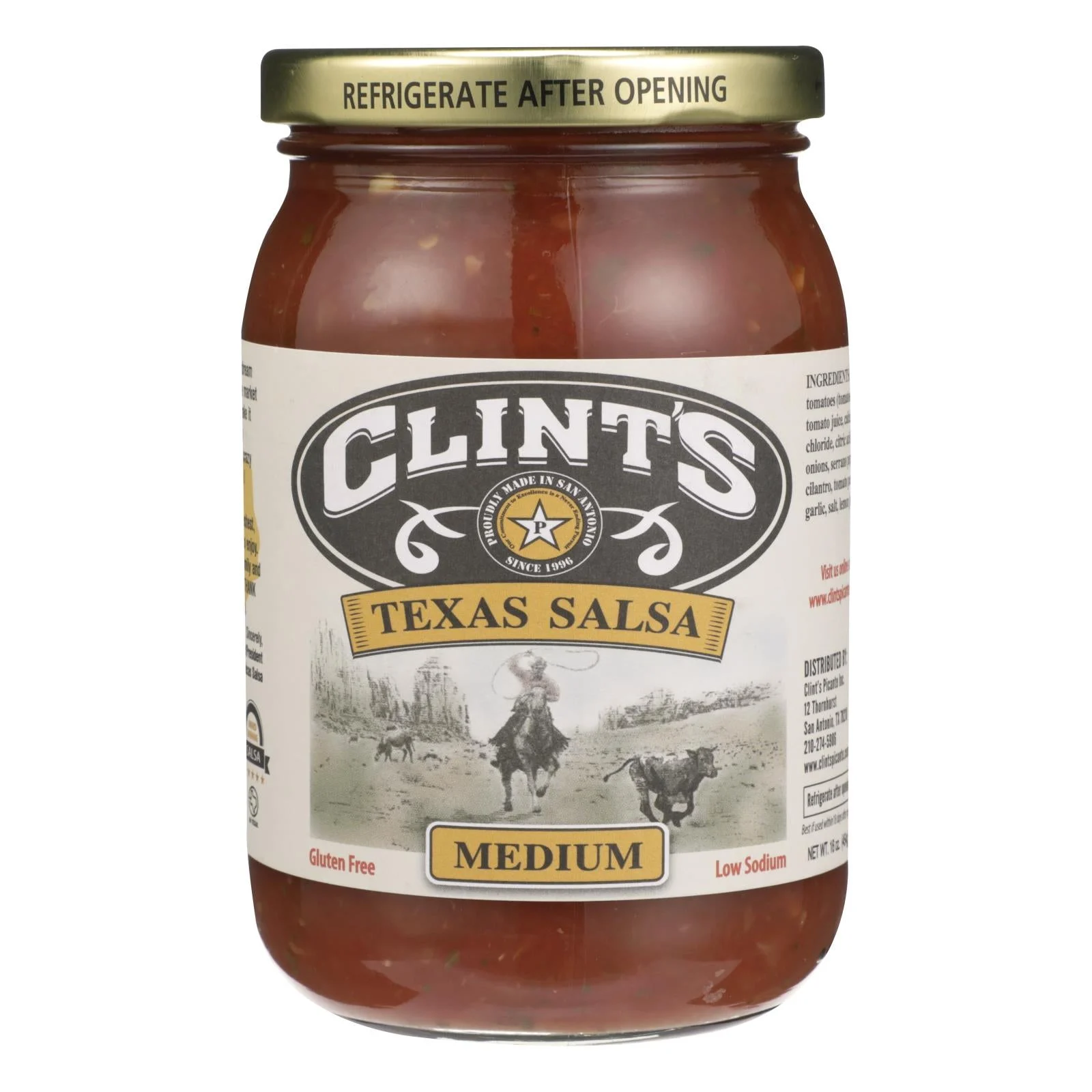 Clint's Salsa - Medium Mexican - Case of 6 - 16 Ounce.