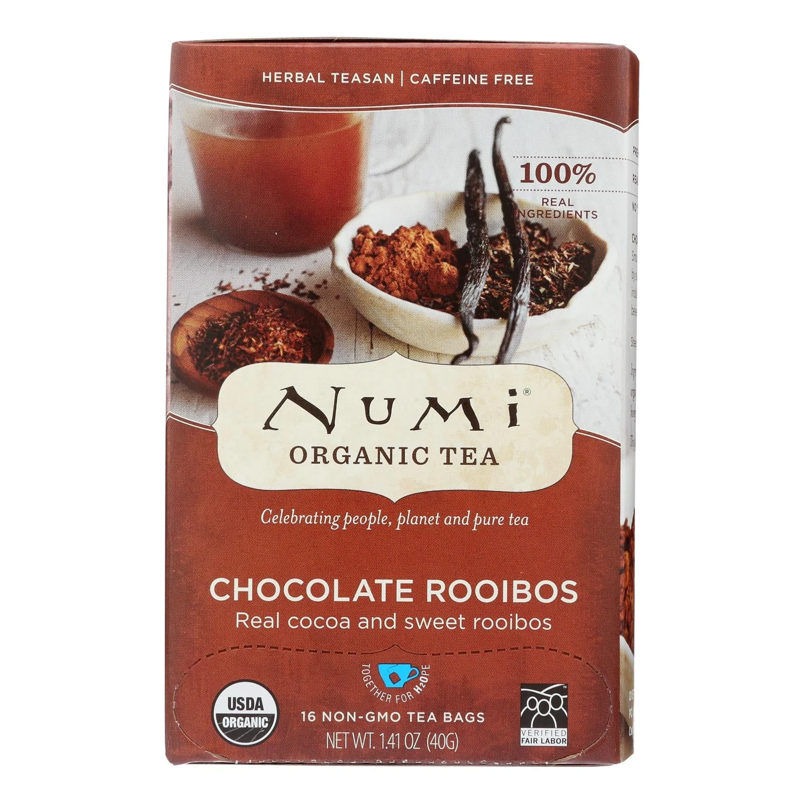 Numi Organic Tea Herbal Tea, Chocolate Rooibos - Case of 6 - 16 BAG