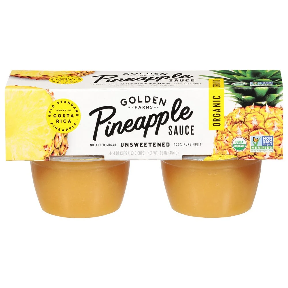 Golden Farms - Sauce Cups Organic Pineapple - Case of 9-4/4 FZ