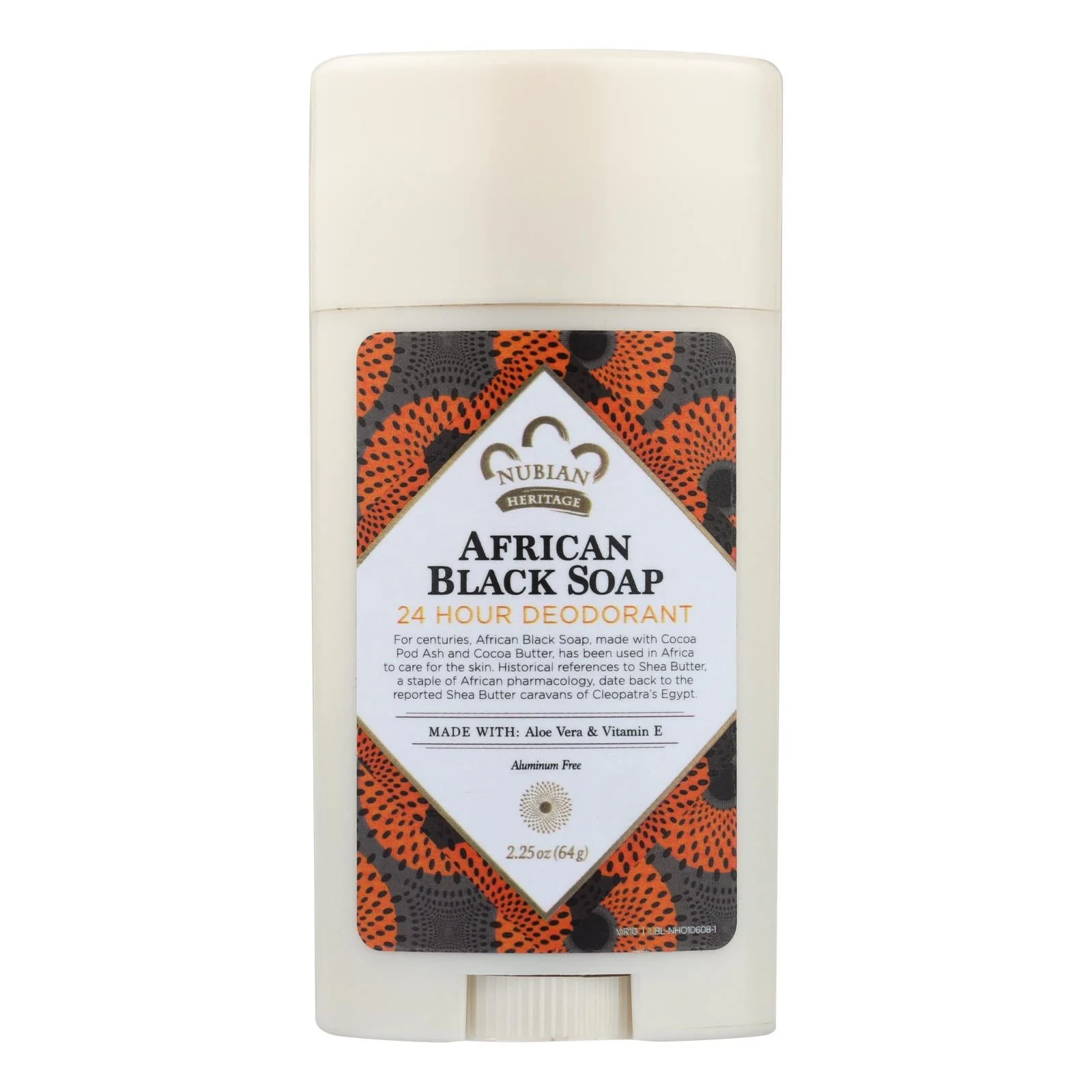 Nubian Heritage Deodorant - All Natural - 24 Hour - African Black Soap - 2.25 Ounce - 1 each