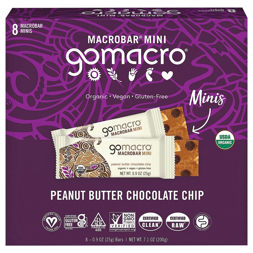 Gomacro - Bar Organic Mini Pbtr Cchip - Case of 8-7.2 OZ