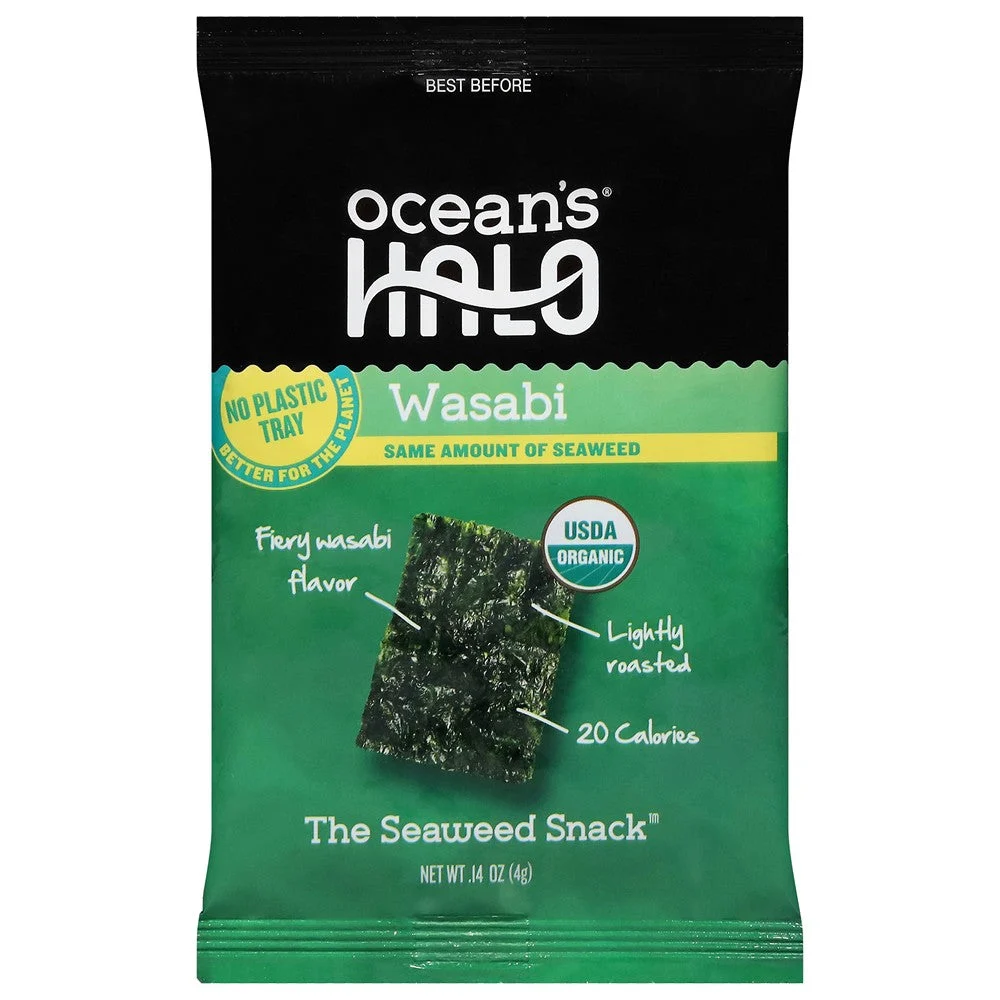 Ocean's Halo - Snack Organic Seaweed Wasabi - Case of 20-.14 OZ