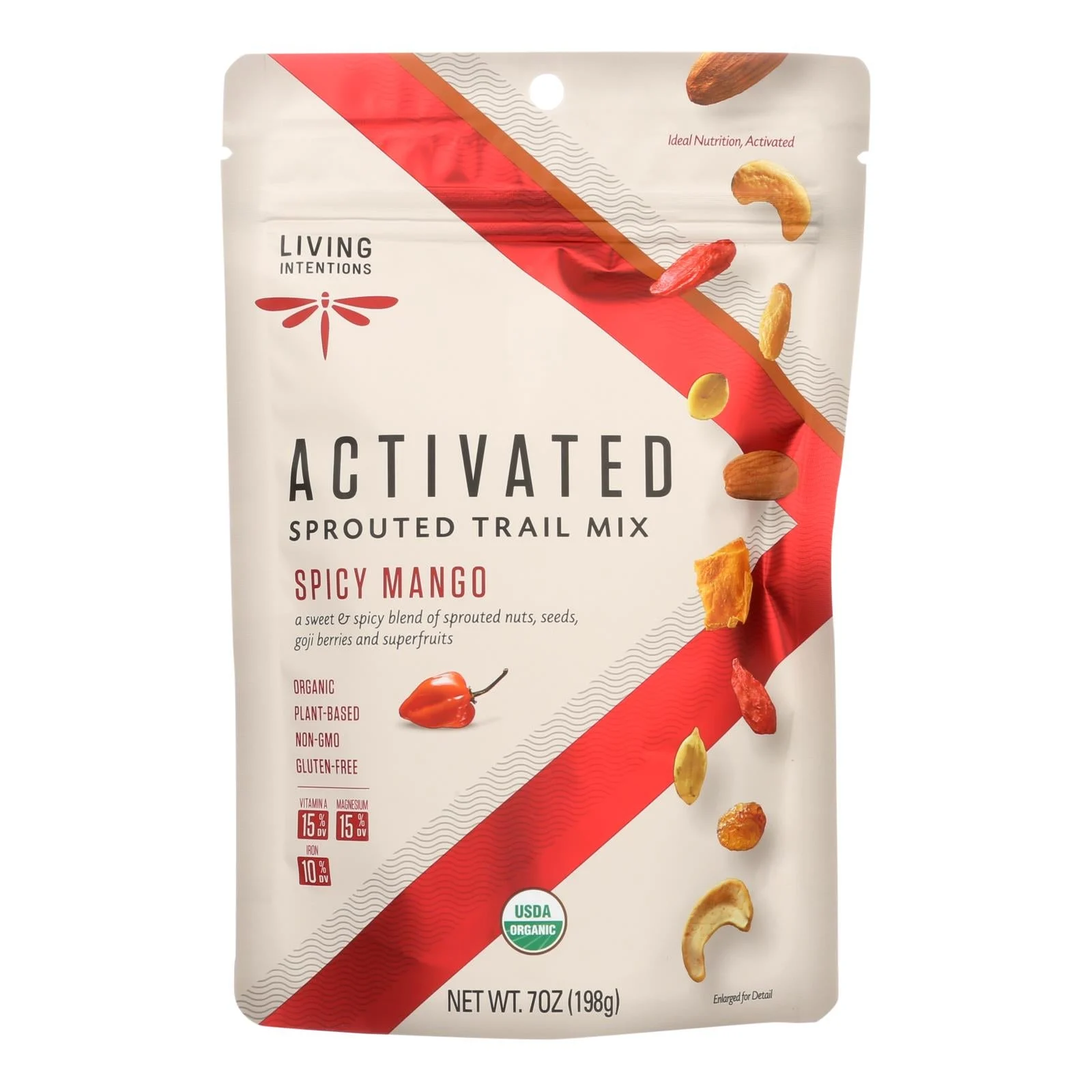 Living Intentions Trail Mix - Organic - Sprouted - Mango Goji Fire - 7 Ounce - case of 6