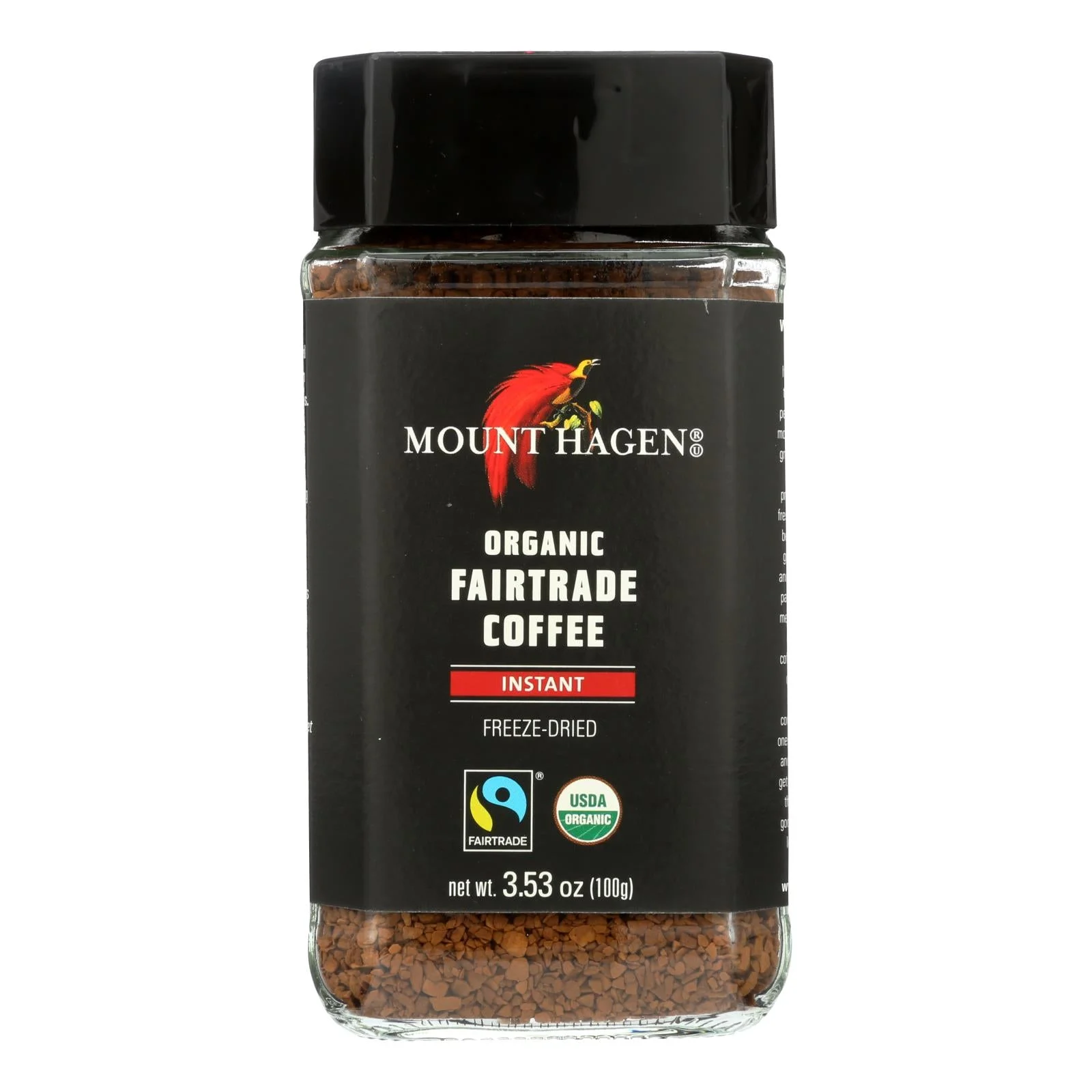 Mount Hagen Instant Organic Fairtrade Coffee - Case of 6 - 3.53 Ounce