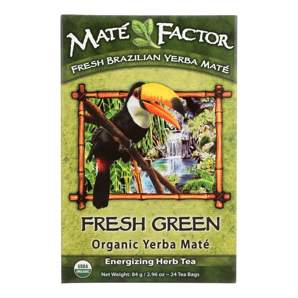 Mate Factor Fresh Green Organic Yerba Mate Tea Bags - Case of 6 - 24 BAG