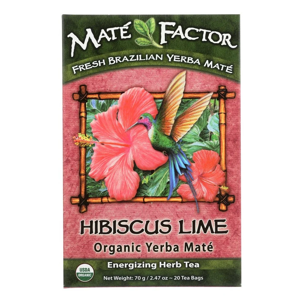 Mate Factor Hibiscus Lime Organic Yerba Mate Tea Bags - Case of 6 - 20 BAG