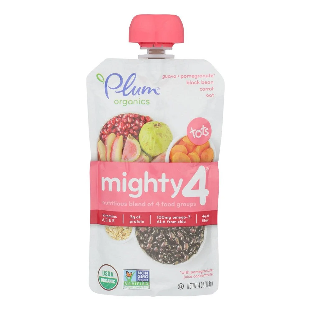 Plum Organics - Mghty 4 Organic Crrt Guav Oat - Case of 12-4 OZ