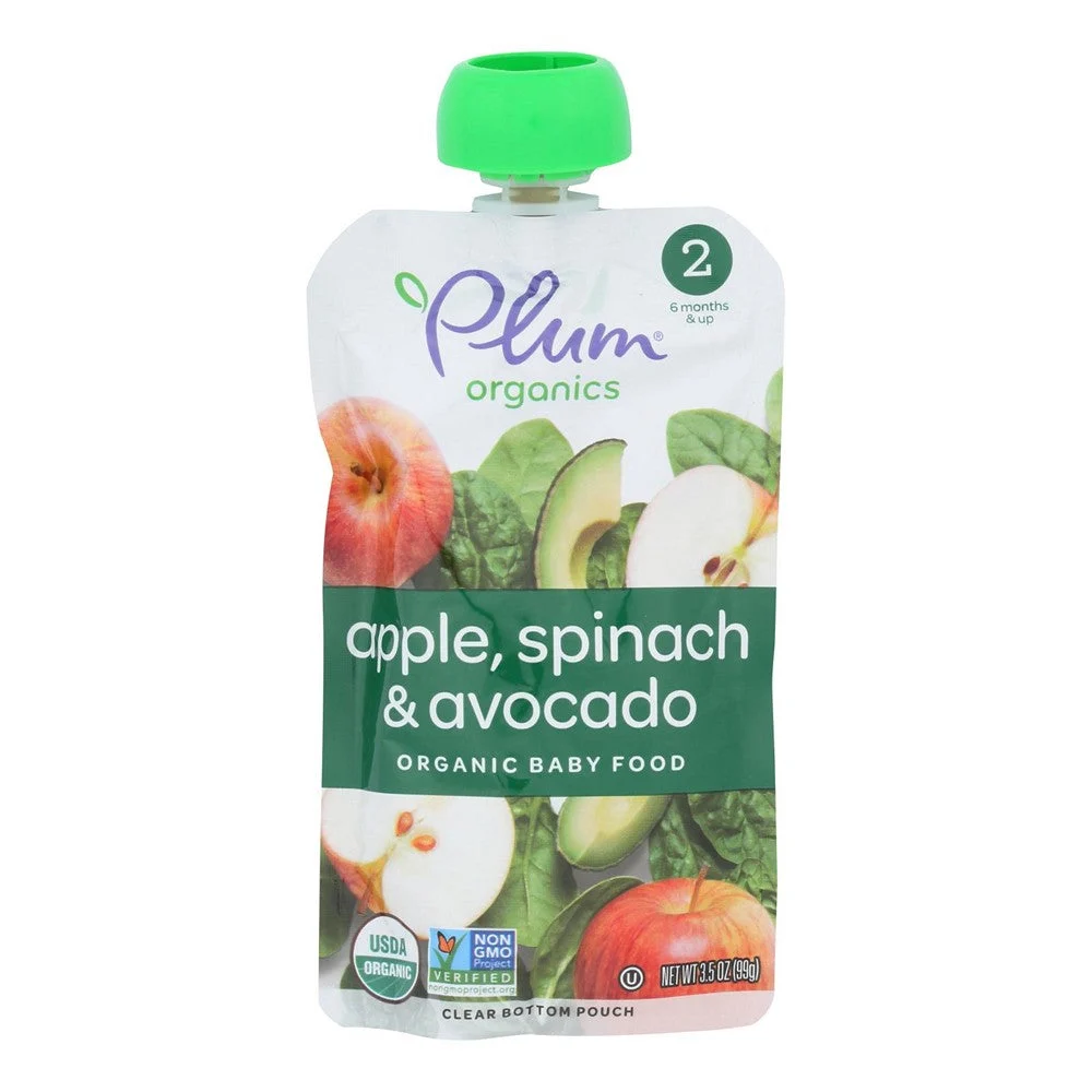 Plum Organics - Stg2 Organic Apl Spnch Avo - Case of 12-3.5 OZ