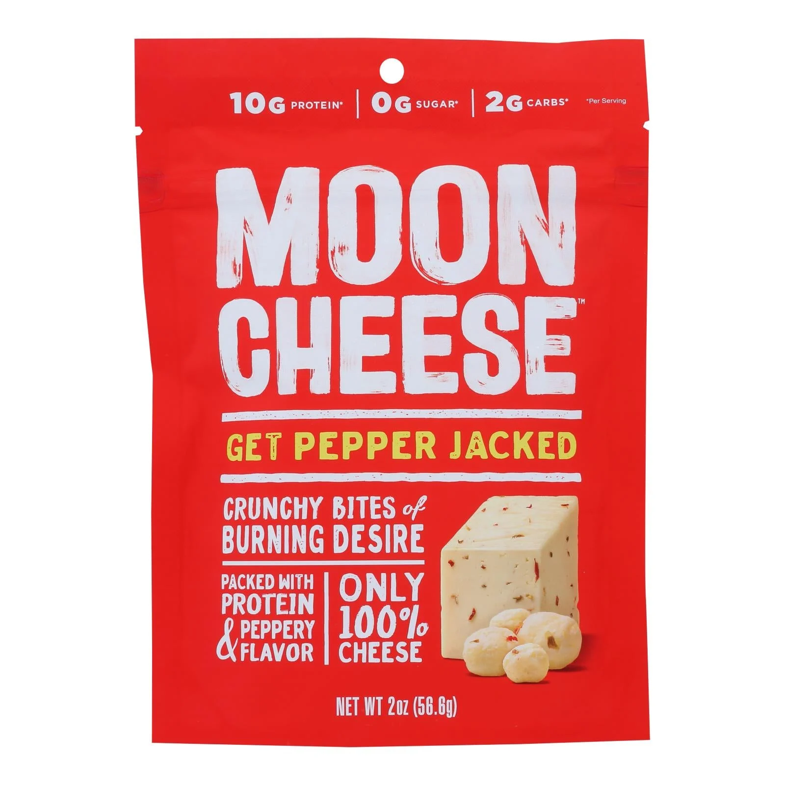 Moon Cheese's Pepper Jack Dehydrated Cheese Snack - Case of 12 - 2 OZ