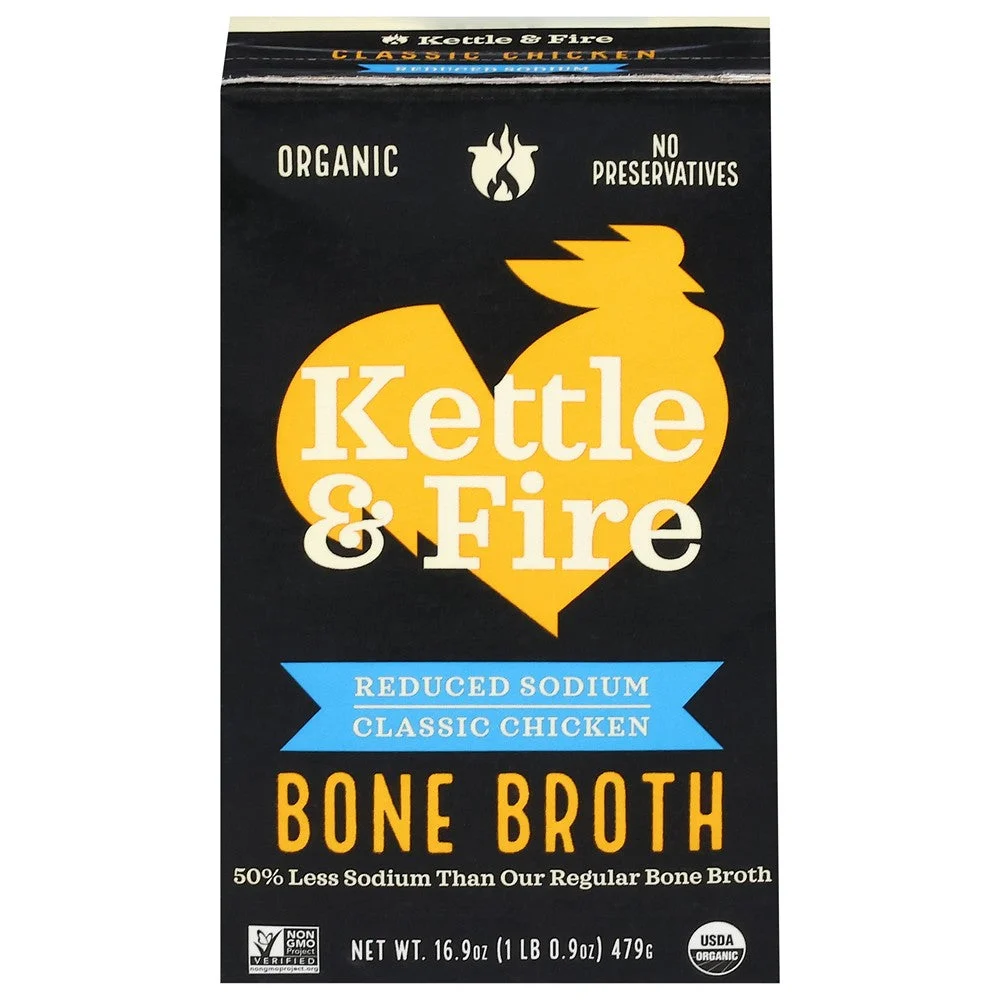 Kettle And Fire - Bone Broth Organic Low sodium Chick - Case of 6-16.9 OZ