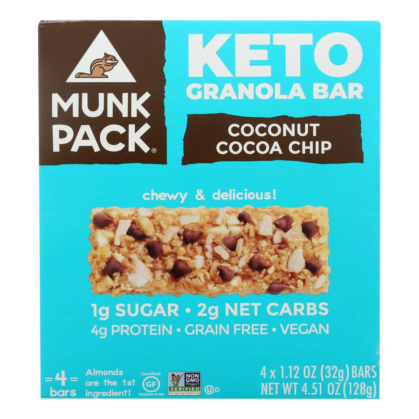 Munk Pack - Green Bar Coconut Coco Chips Keto - Case of 6 - 4/1.12Ounce