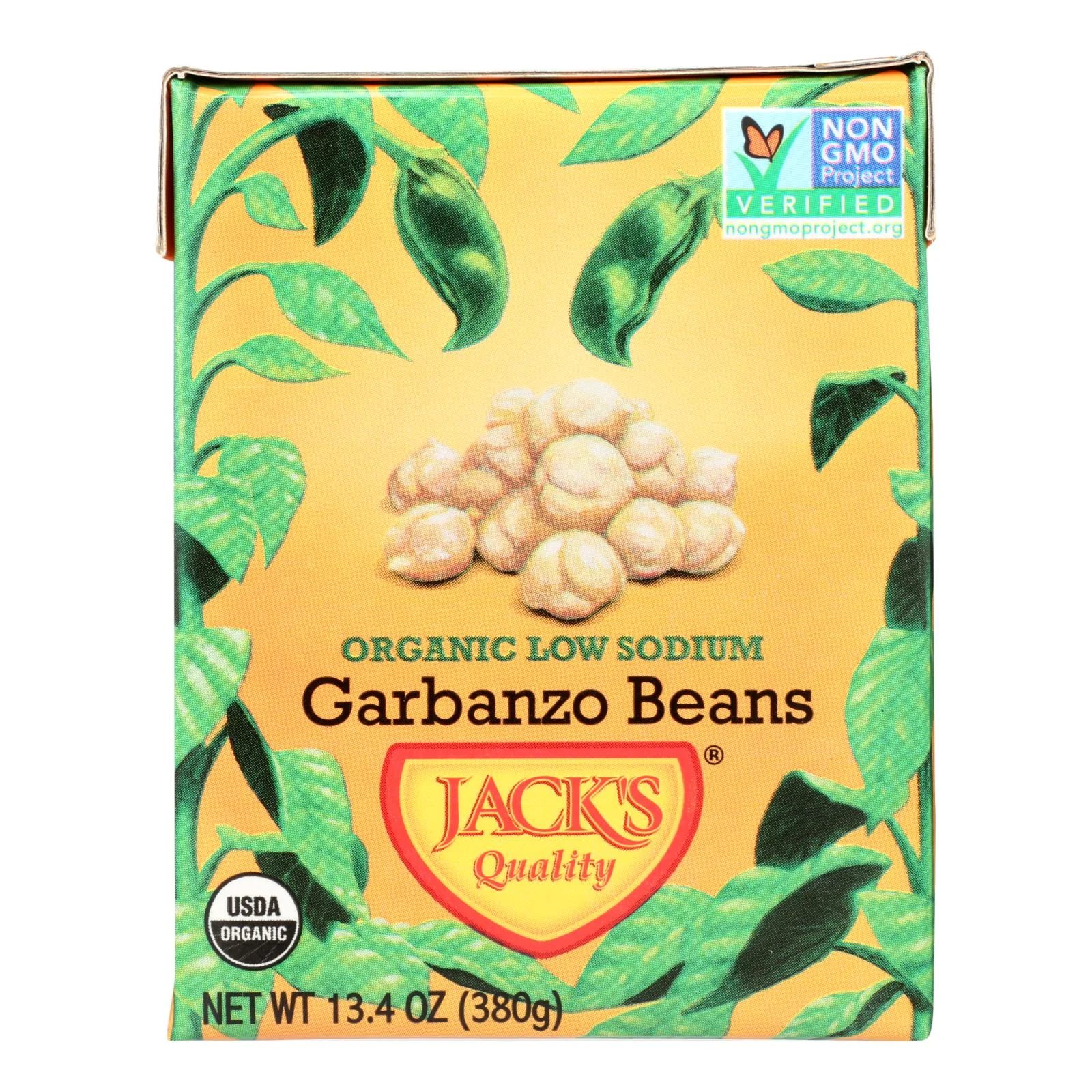 Jack's Quality Organic Garbanzo Beans - Low Sodium - Case of 8 - 13.4 Ounce