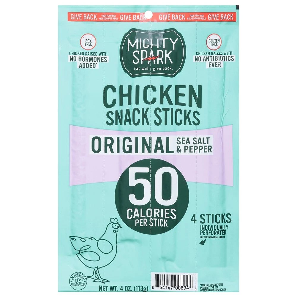 Mighty Spark - Snk Stick Chkn Seasalt Ppr - Case of 8-4 OZ