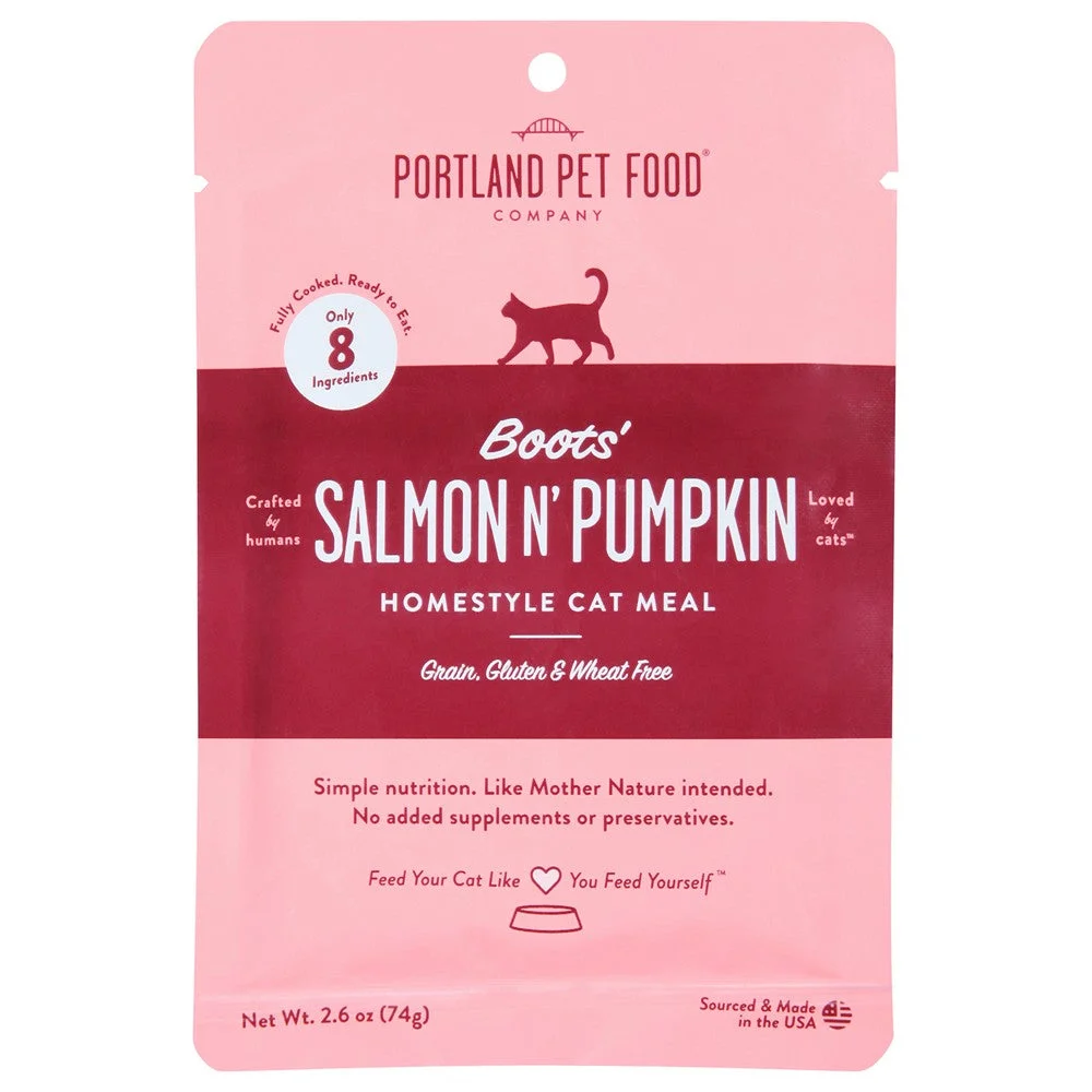 Portland Pet Food Company - Cat Meal Salmon N Pumpkin - Case of 12-2.6 OZ