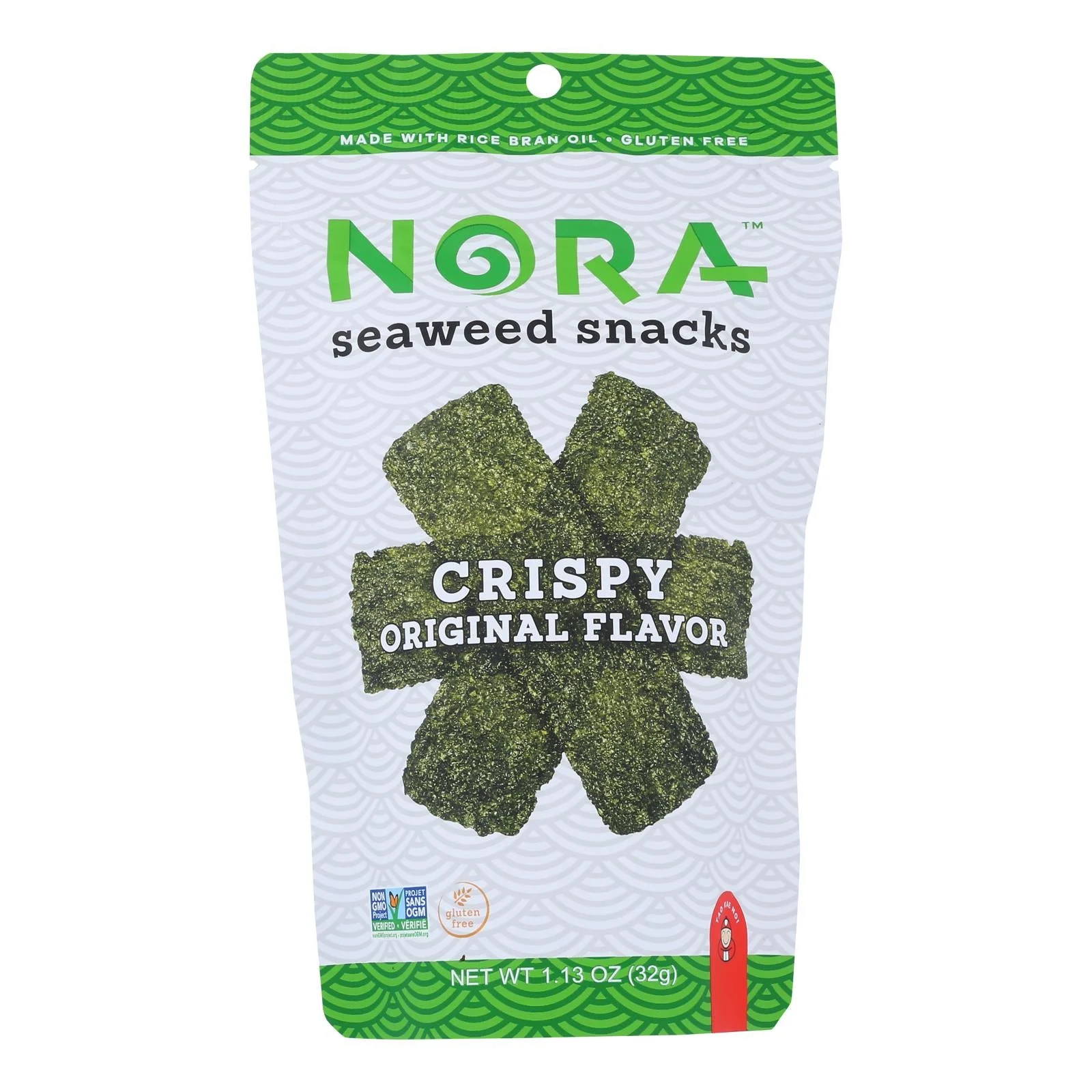 Nora Snacks Seaweed Snacks Crispy Original - Case of 12 - 1.13 Ounce