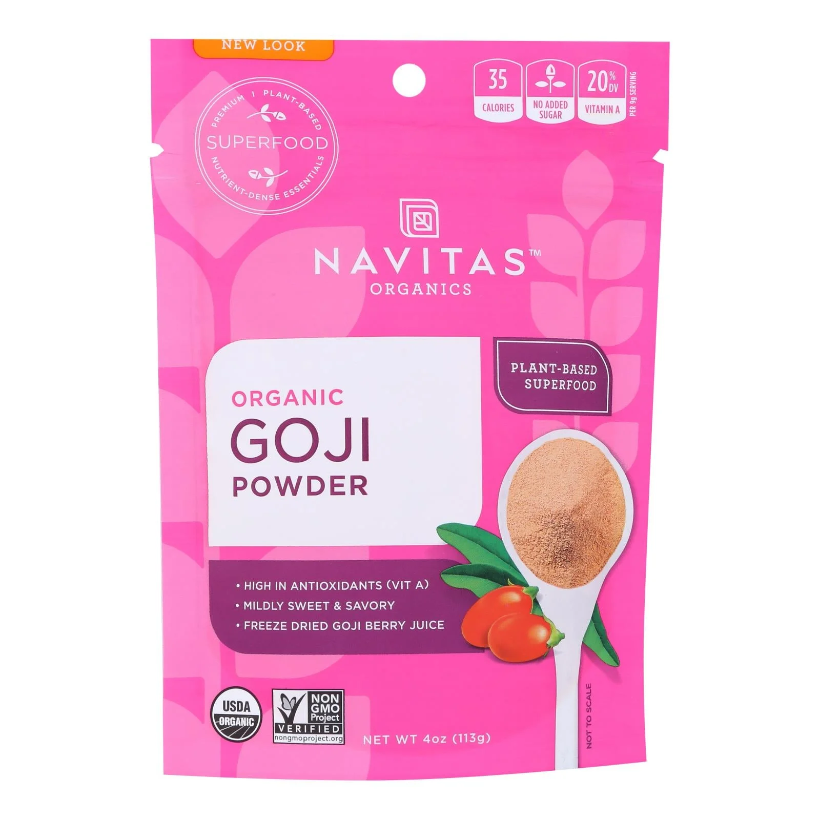 Navitas Naturals Goji Berry Powder - Organic - Freeze-Dried - 4 Ounce - case of 12