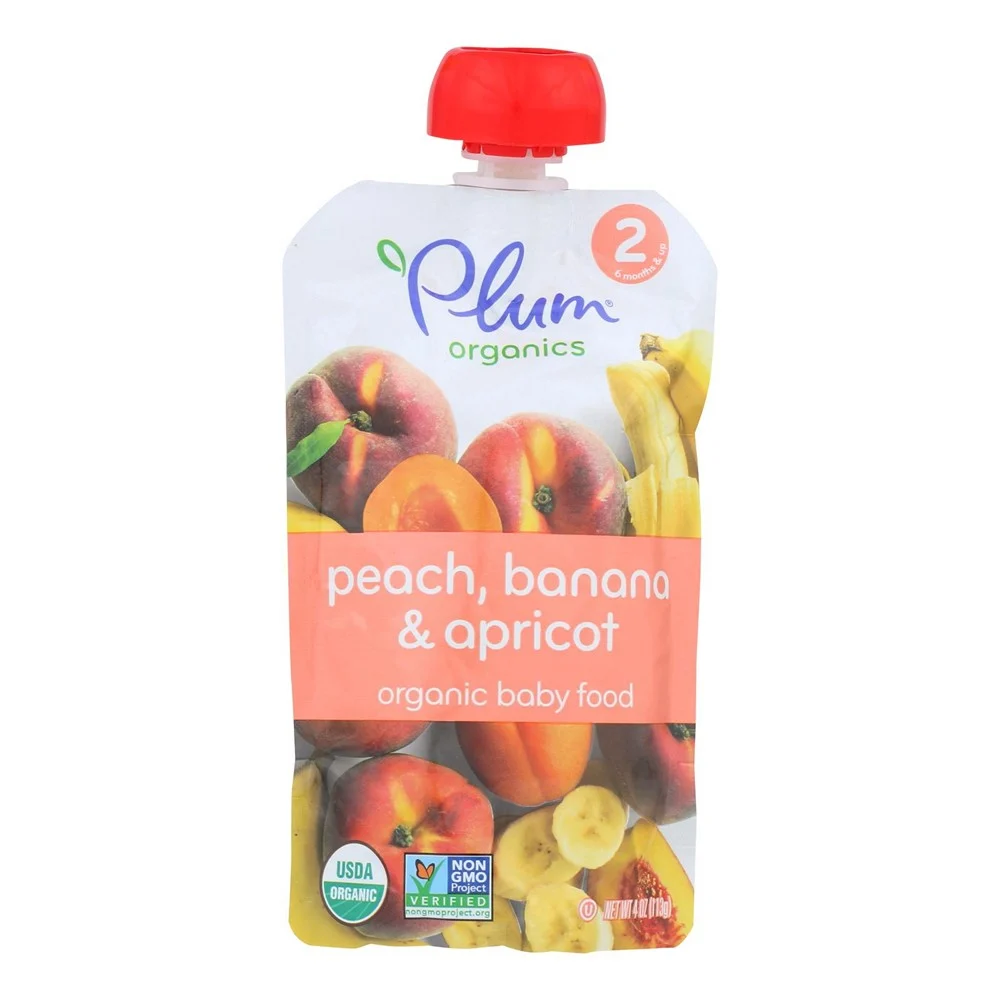 Plum Organics - Baby Fd Organic Pch Aprct&ban - Case of 12-4 OZ
