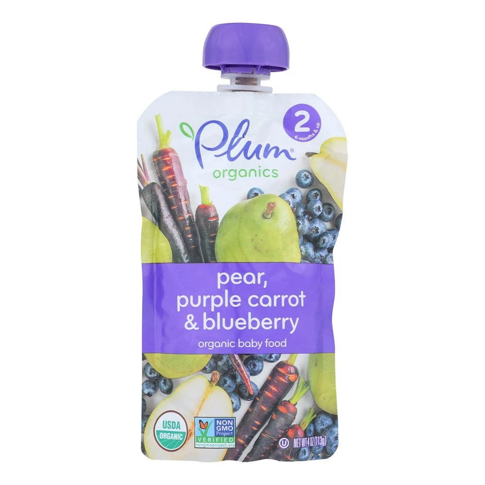 Plum Organics - Baby Fd Organic Blbr Pr&crt - Case of 12-4 OZ