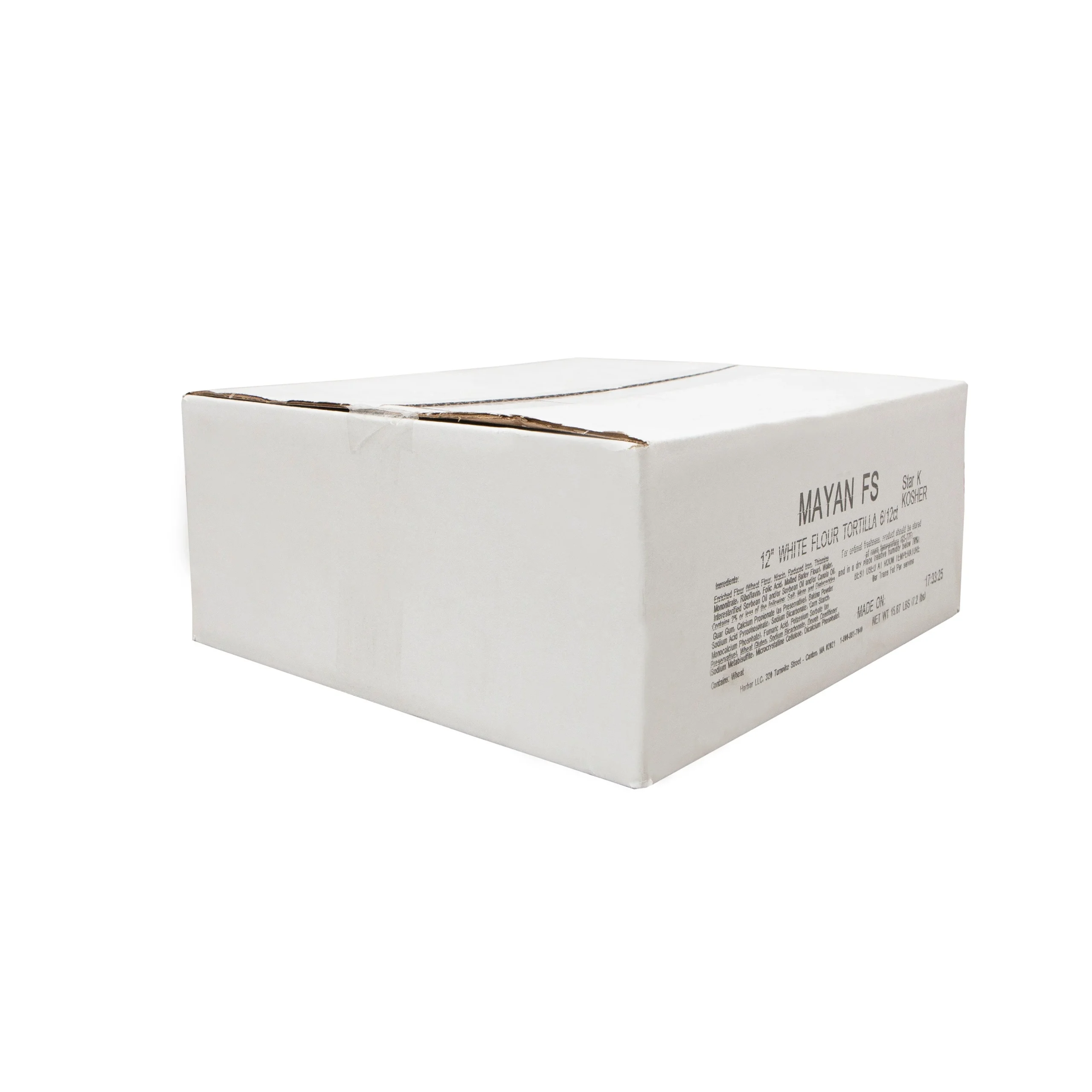 Mayan White Flour Tortillas 12 Inch 3.533 Ounce Size - 6 Per Case.