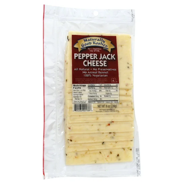 Naturally Good Kosher Cheese Pepper Jack,  Sliced 227g/12pack