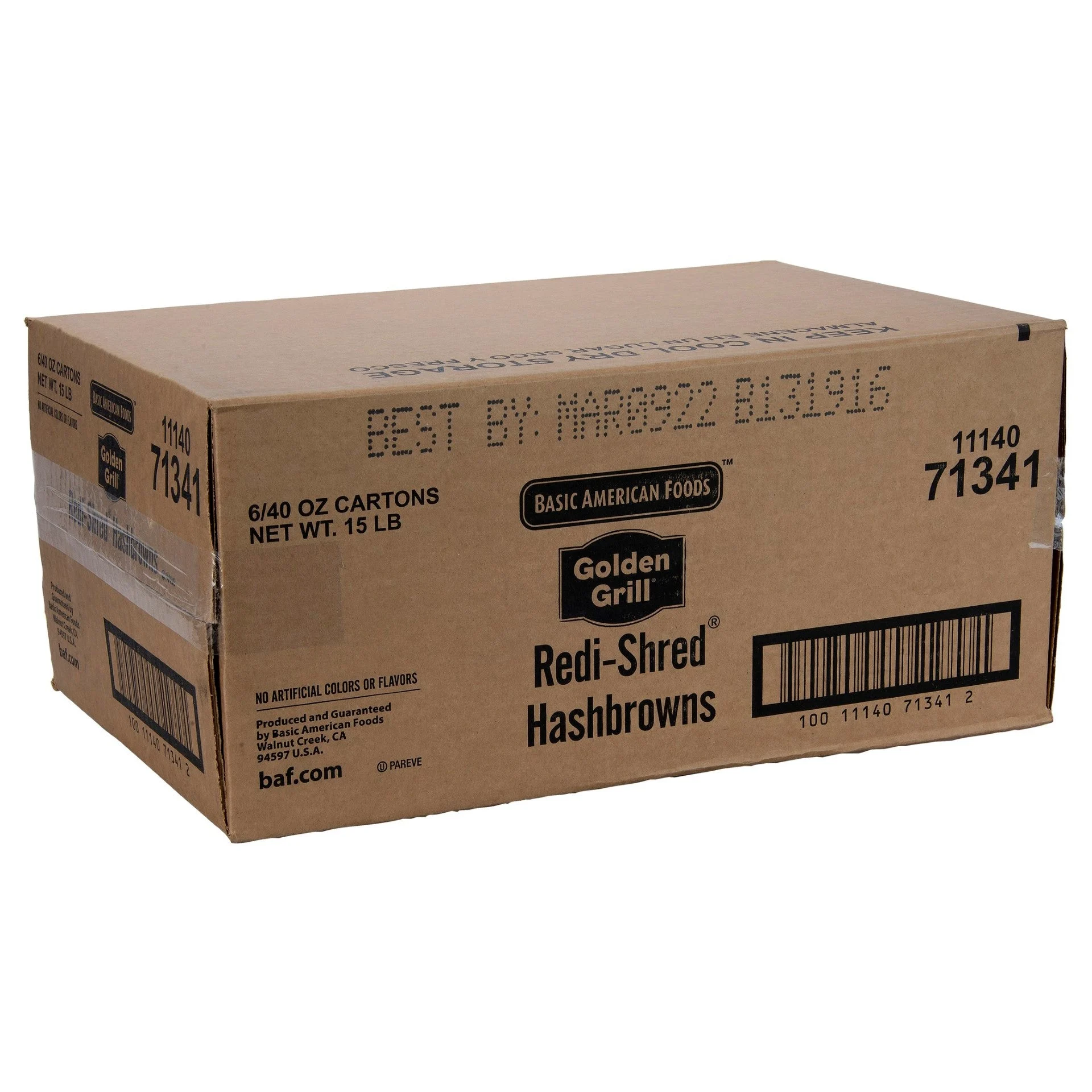 Golden Grill Redi Shred Hashbrowns Lowsodium Half Cup Servings Per Patt 2.5 Pound Each - 6 Per Case.