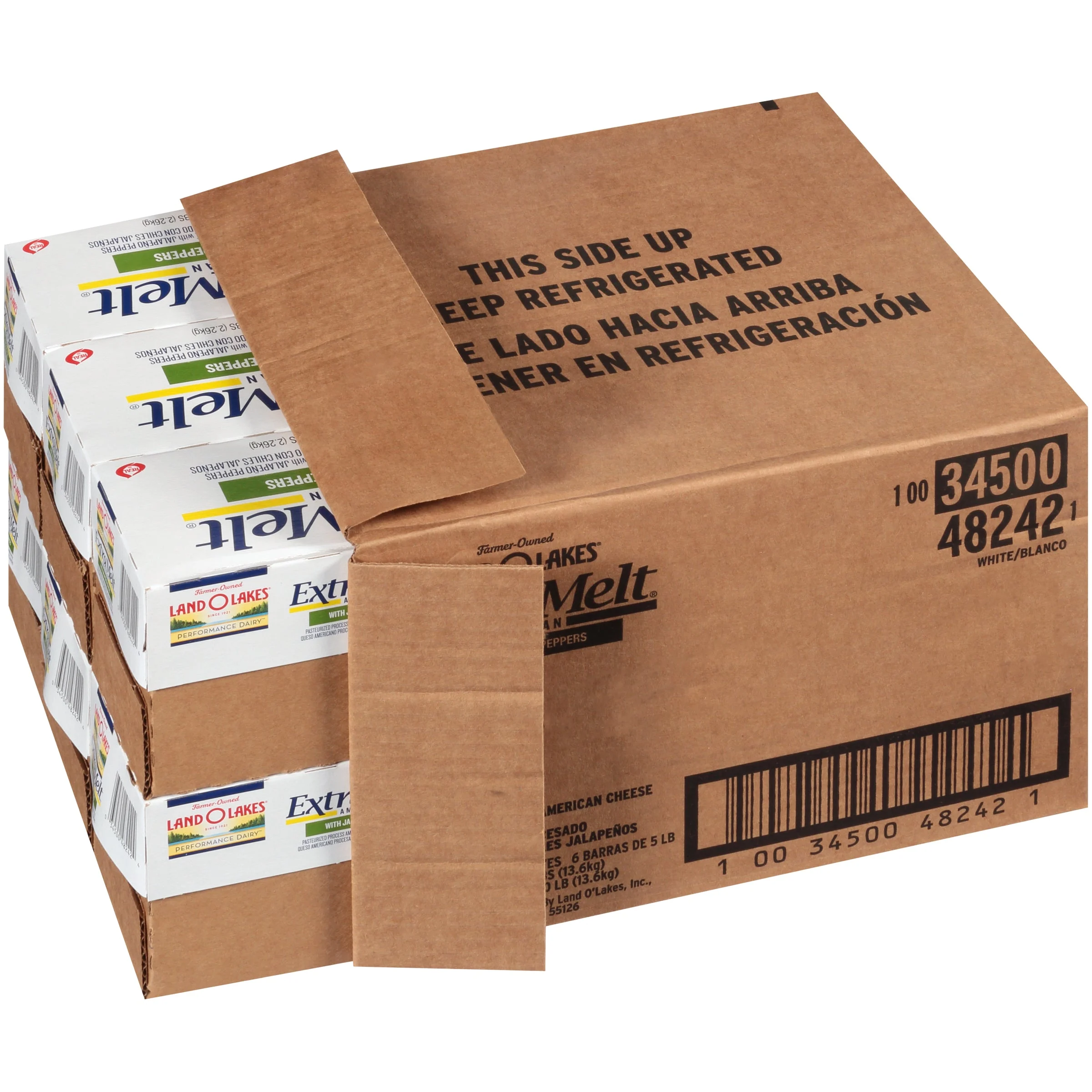 Land-O-Lakes Extra Melt American Cheese With Jalapeno White 5 Pound Each - 6 Per Case.