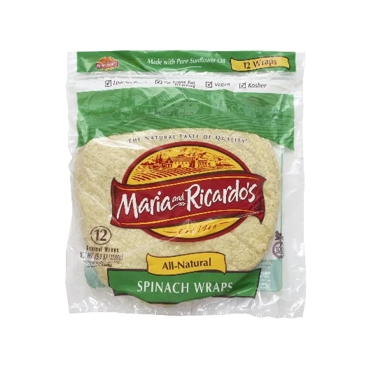 Maria & Ricardo's Spinach Flour Tortillas 12 Inch 12 Count Packs - 10 Per Case.