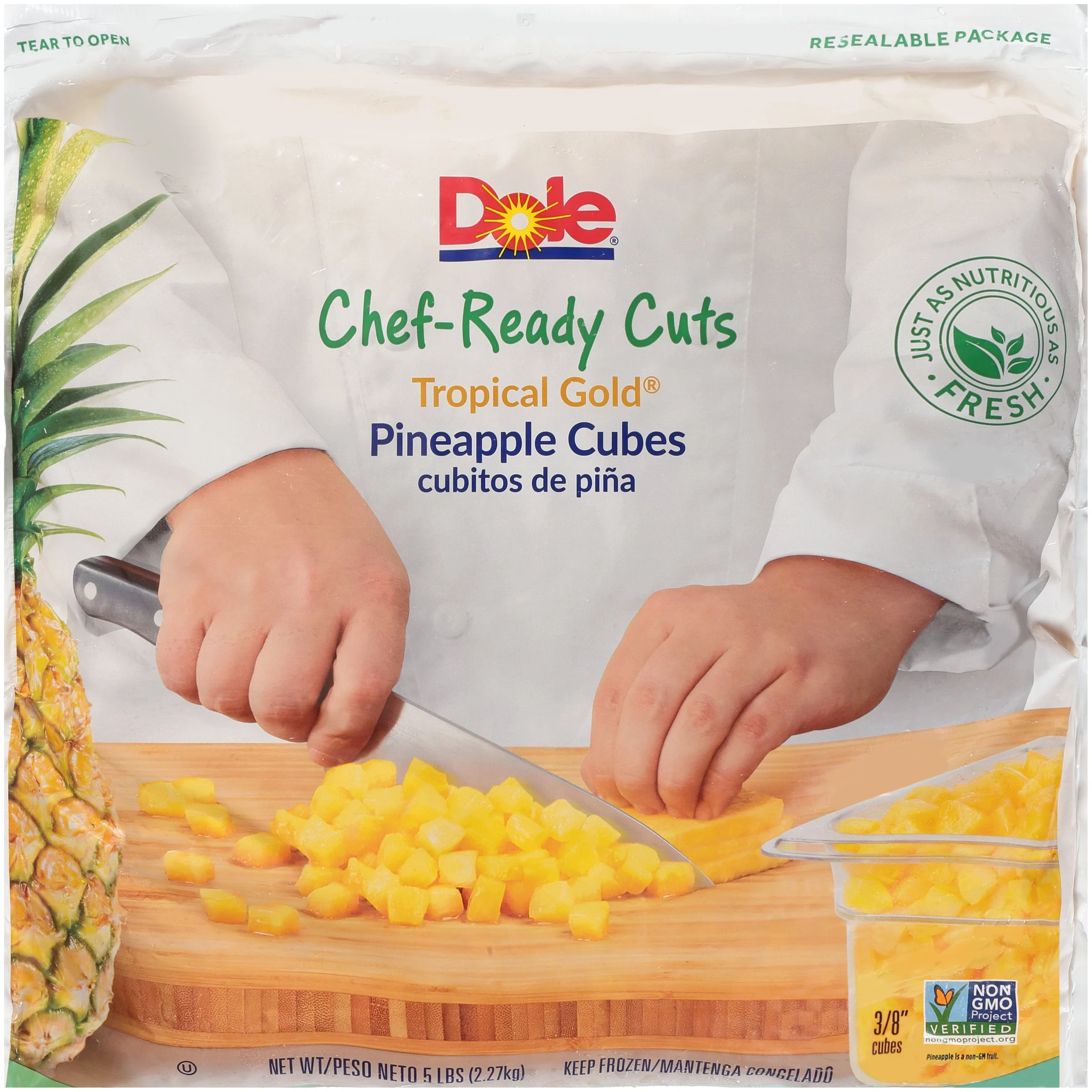 Pineapple Cube Mg Individual Quick Frozen Dl 8 Inch  5 Pound Each - 2 Per Case.