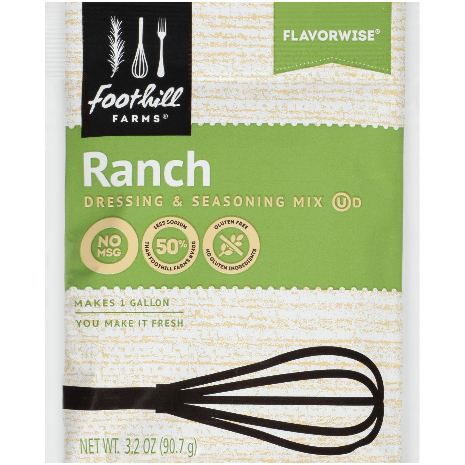 Foothill Farms Ranch Dressing & Seasoning Mix No Msg 3.2 Ounce Size - 18 Per Case.