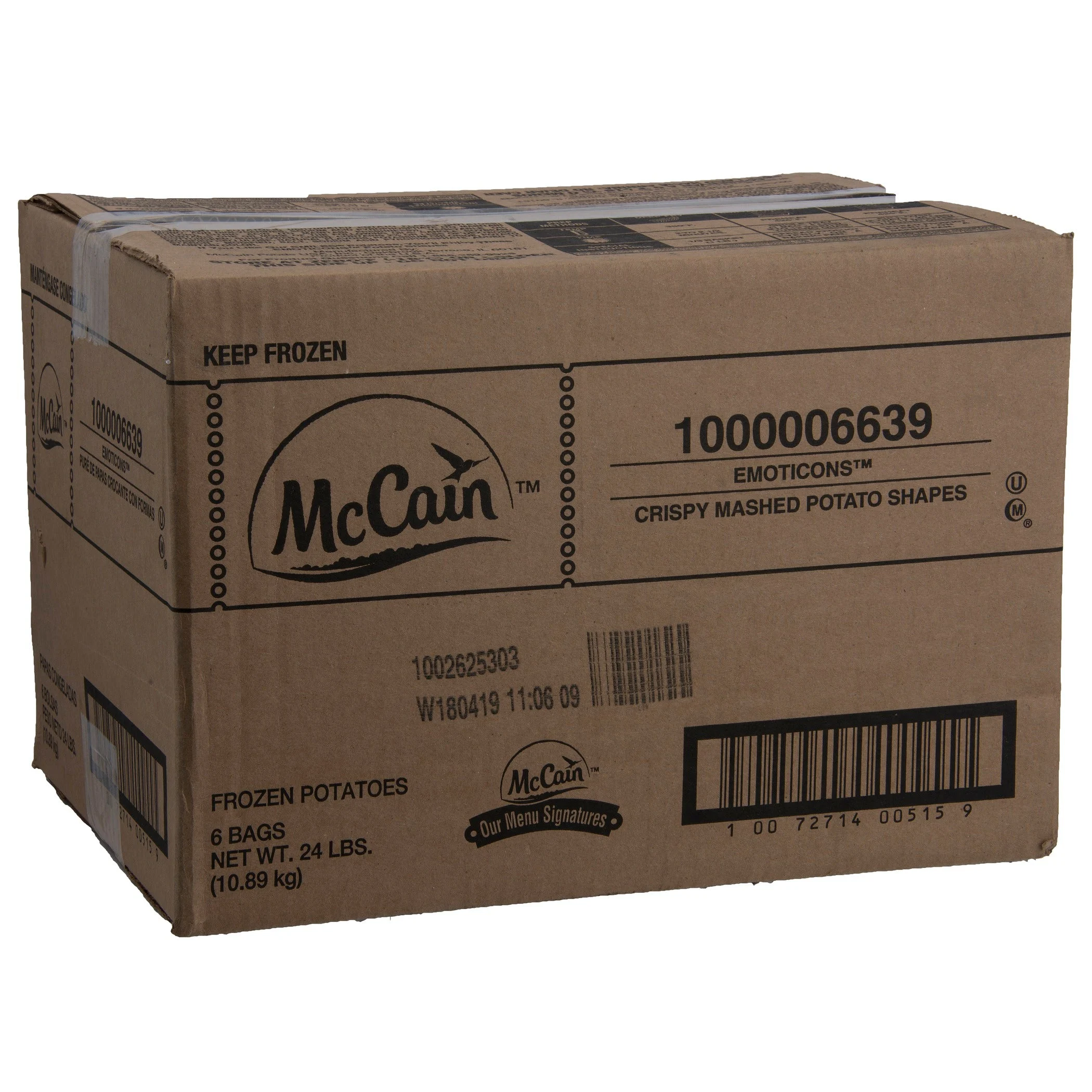 Mccain Emoticons Mashed Potato Shapes 4 Pound Each - 6 Per Case.