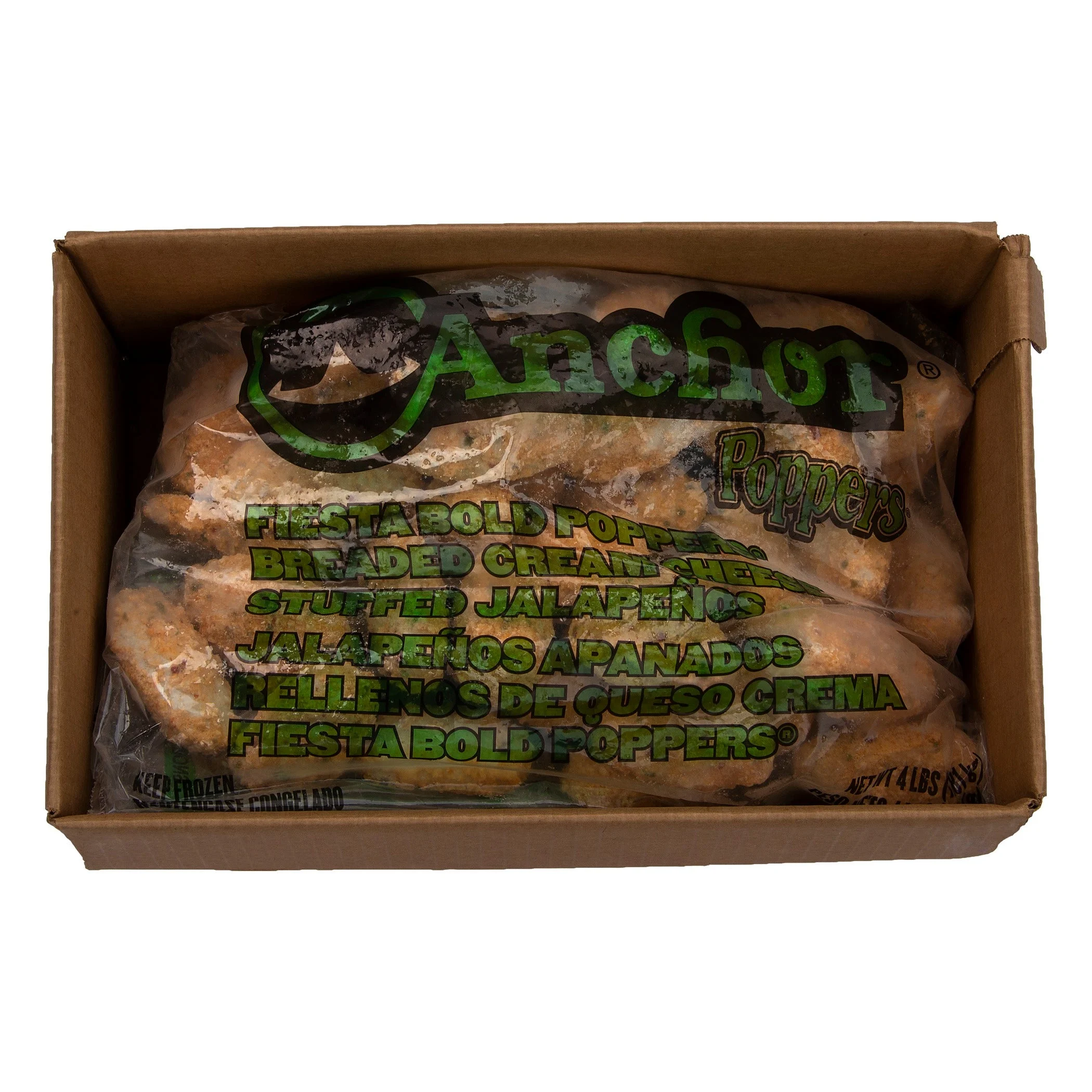 Fiesta Bold Poppers Breaded Cream Cheese Stuffed Jalapenos Jalapenos Apanados Relleno 4 Pound Each - 2 Per Case.