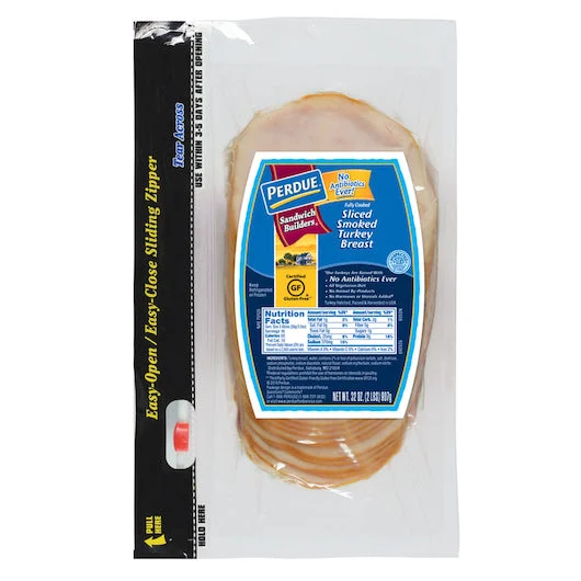 Perdue No Antibiotics Ever Sandwich Builders .67 Ounce Mesquite Smoked Sliced Turkey Breast, 2 Pounds Each, 6 per case