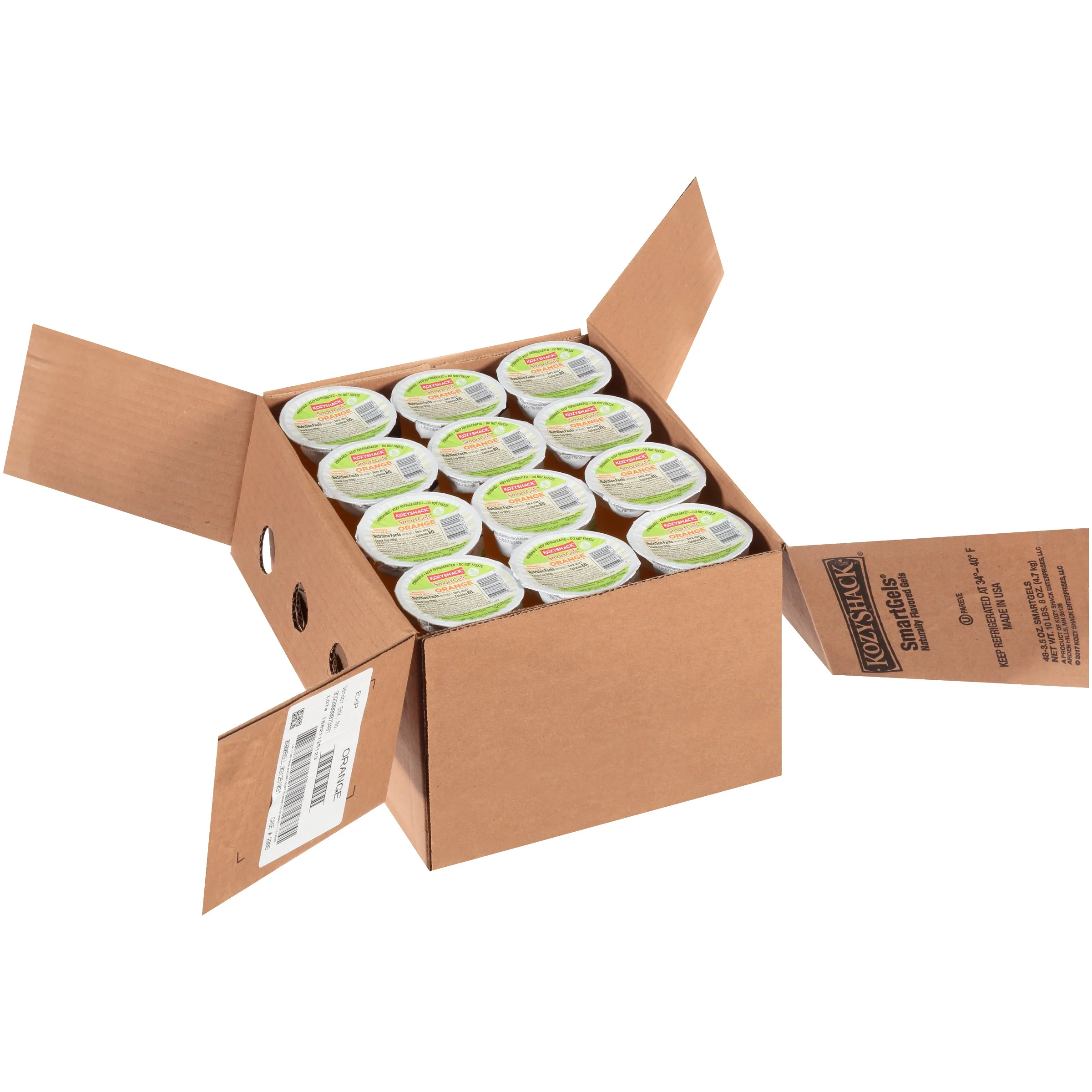Kozy Shack Orange Smartgels 3.5 Ounce Size - 48 Per Case.