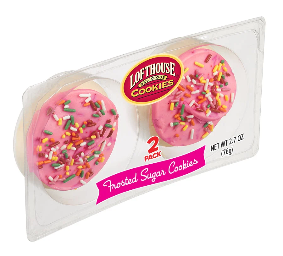 Lofthouse Pink Frosted Sugar Cookies 2.7 Ounce Size - 24 Per Case.