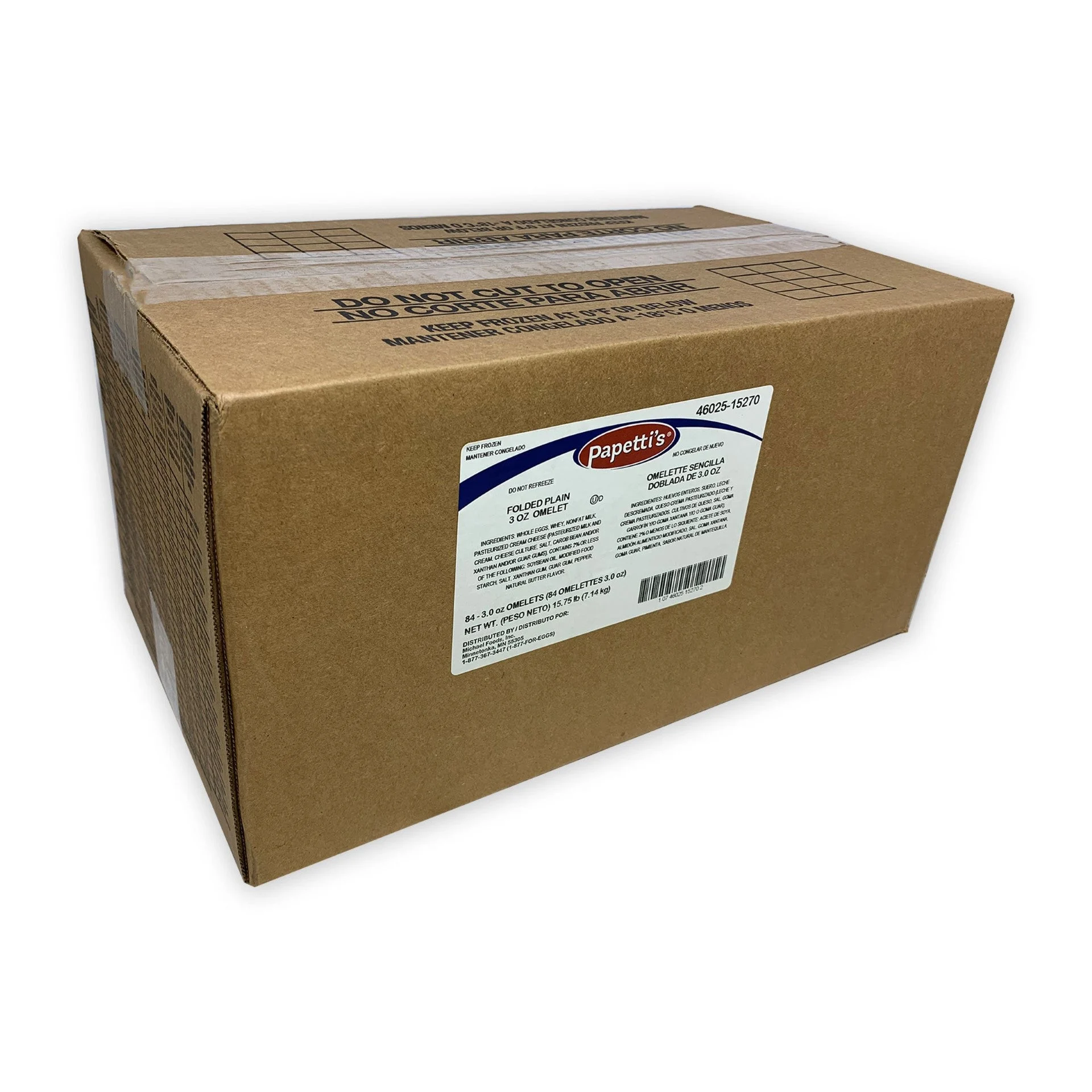 Papetti's Fully Cooked 5 Inch x5 Inch  Singlefold Omelet 3 Ounce Size - 84 Per Case.