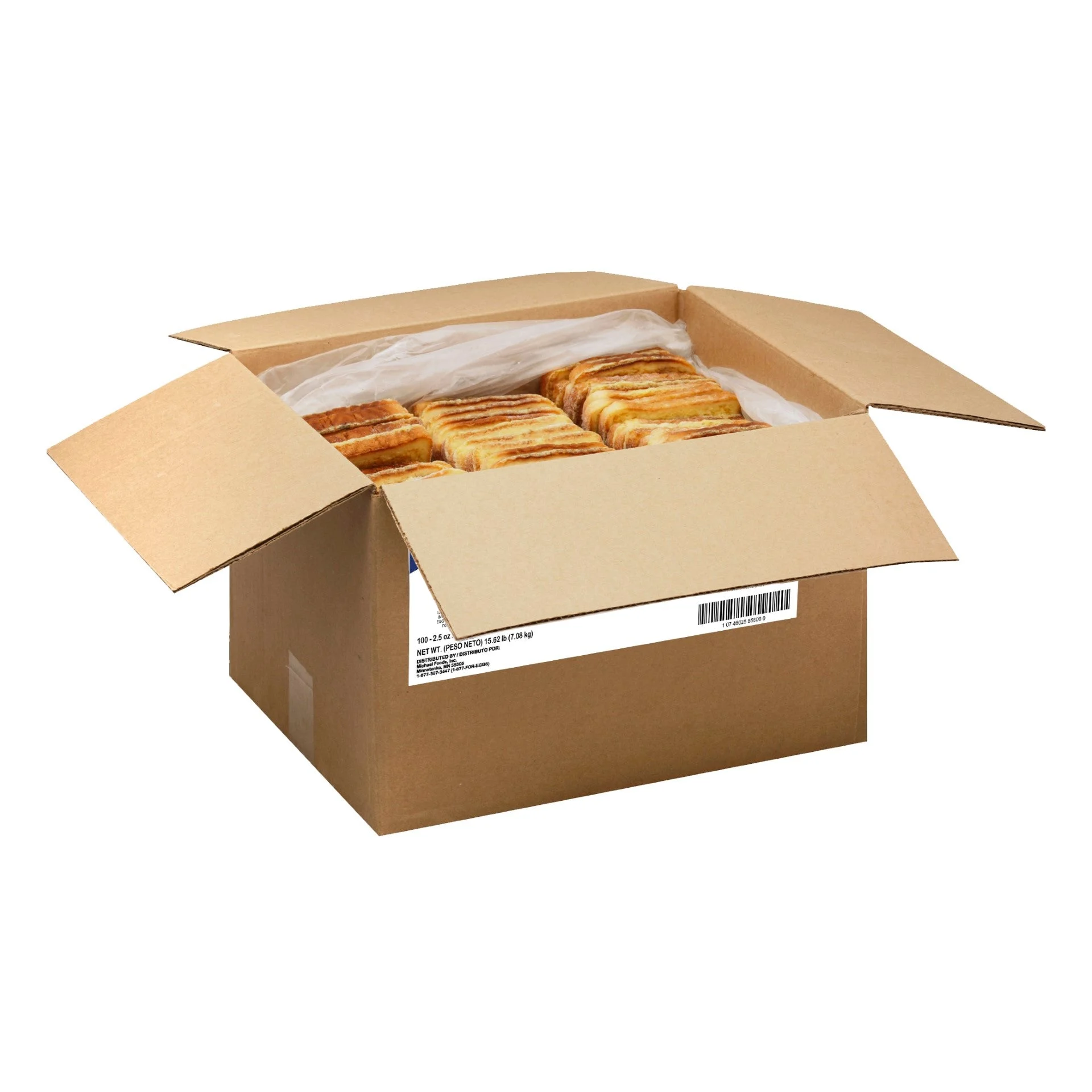 Papetti's Fully Cooked 4 Inch Cinnamon Swirl French Toast 2.5 Ounce Size - 100 Per Case.