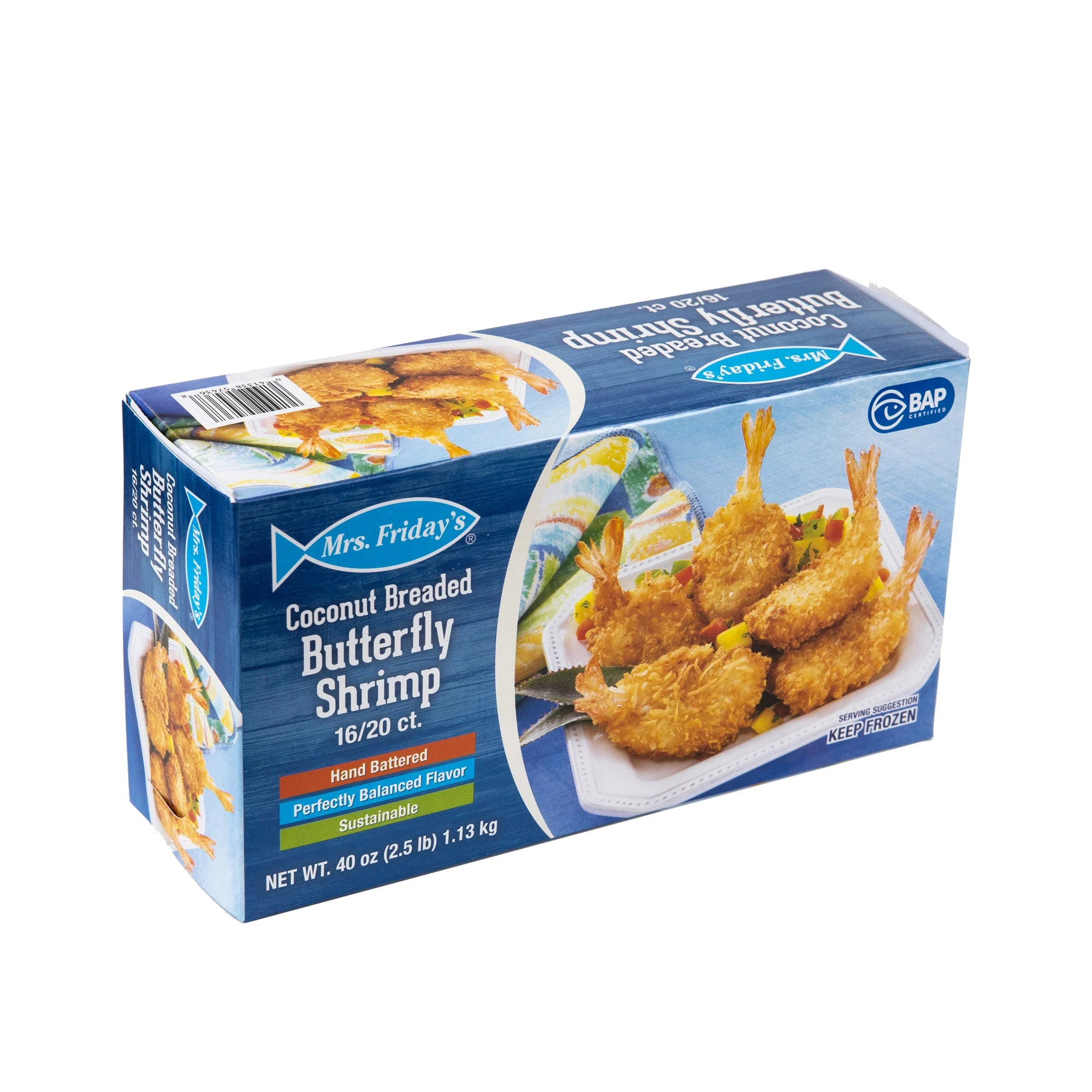Mrs. Friday's Coconut Breaded Bfly Shrimp 2.5 Pound Each - 4 Per Case.
