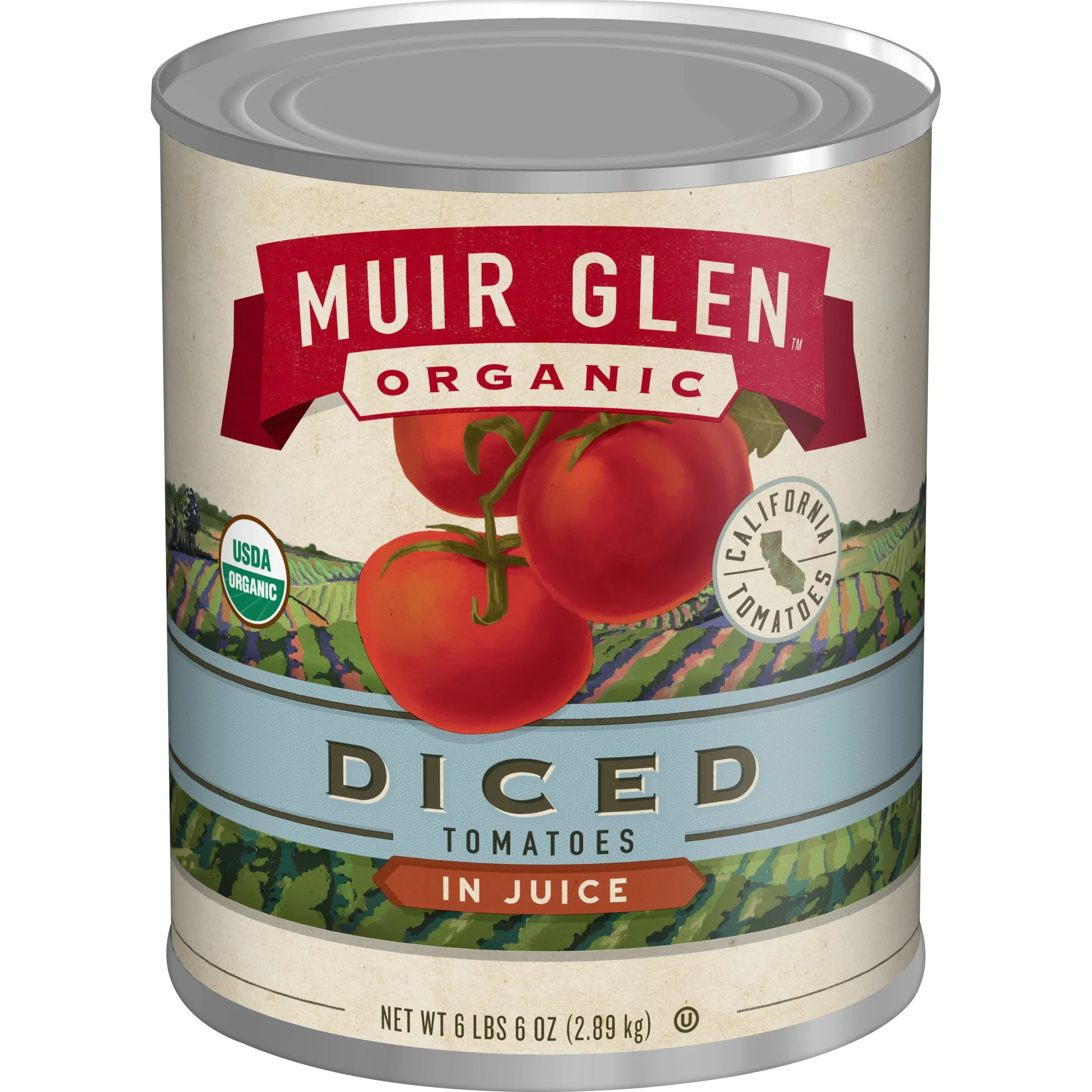 Muir Glen Organic Canned Vegetables Bulkdiced Tomatoes 102 Ounce Size - 6 Per Case.