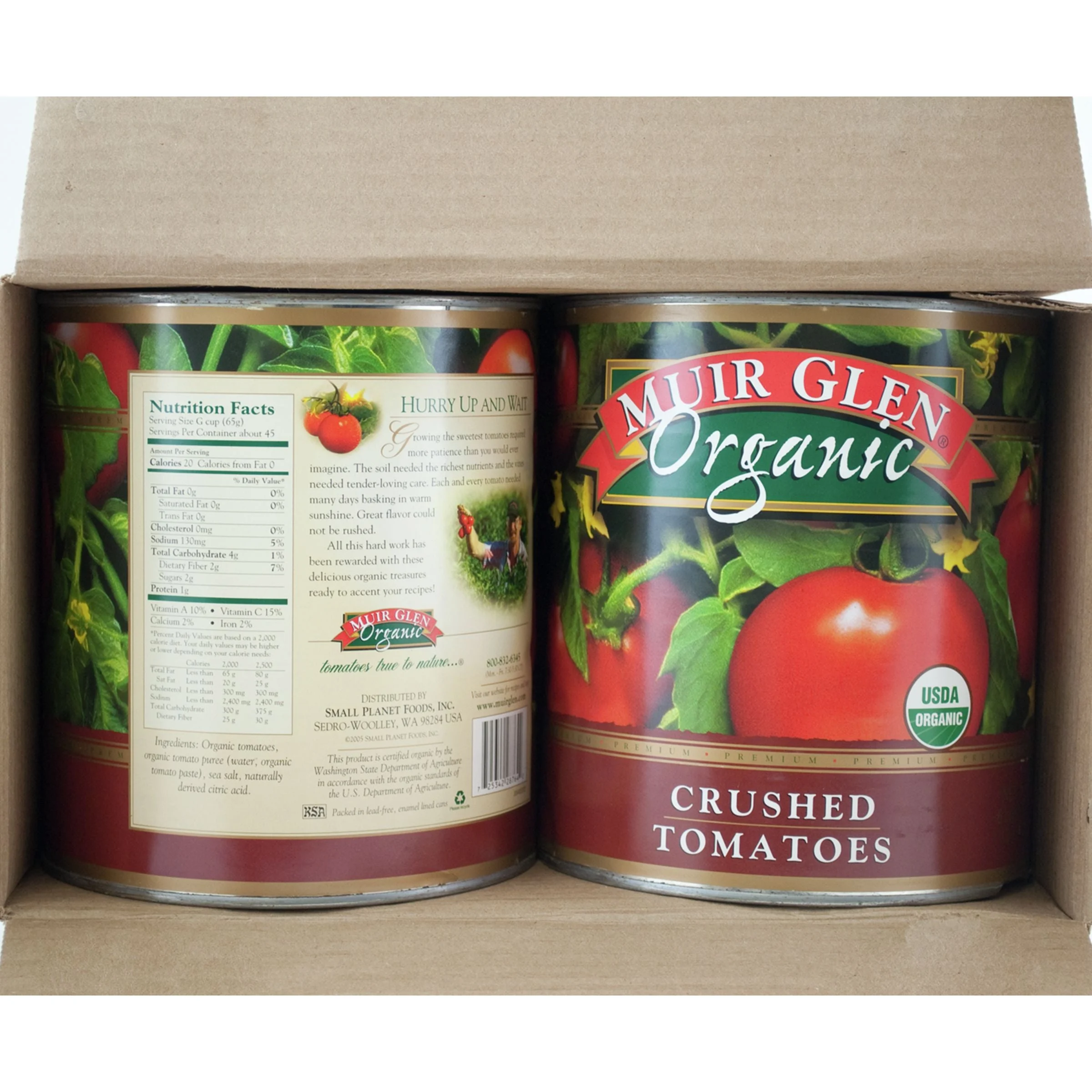 Muir Glen Organic Canned Vegetables Bulkcrushed Tomatoes 104 Ounce Size - 6 Per Case.
